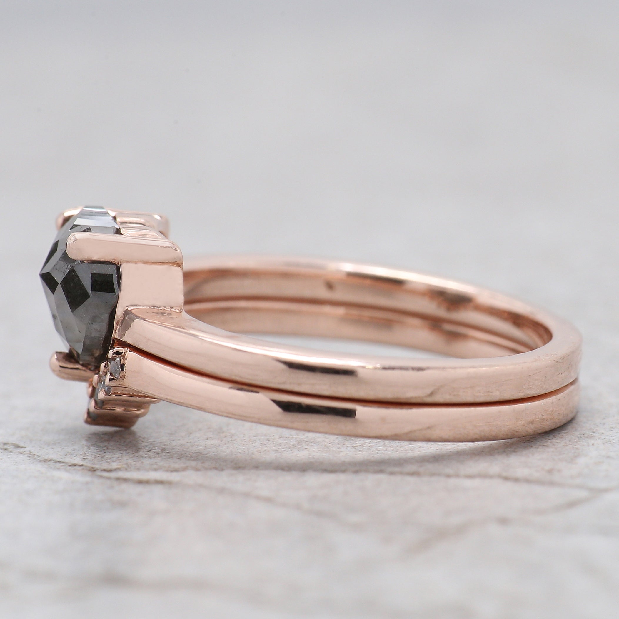 Heart Salt And Pepper Diamond Ring 1.45 Ct 6.46 MM Heart Shape Diamond Ring 14K Solid Rose Gold Silver Engagement Ring Gift For Her QL1943