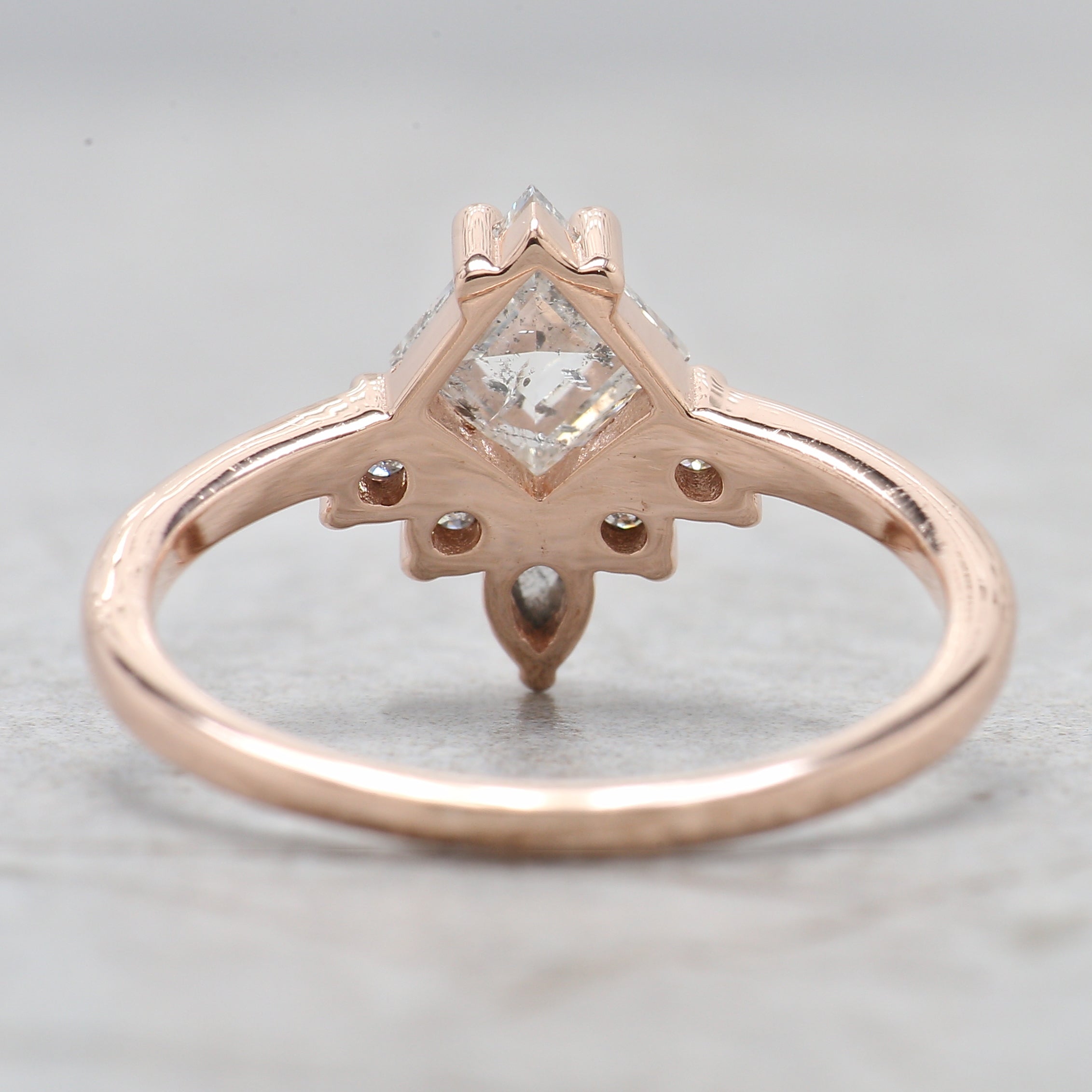 Kite Cut Salt And Pepper Diamond Ring 0.83 Ct 7.44 MM Kite Diamond Ring 14K Solid Rose Gold Silver Kite Engagement Ring Gift For Her QL2628