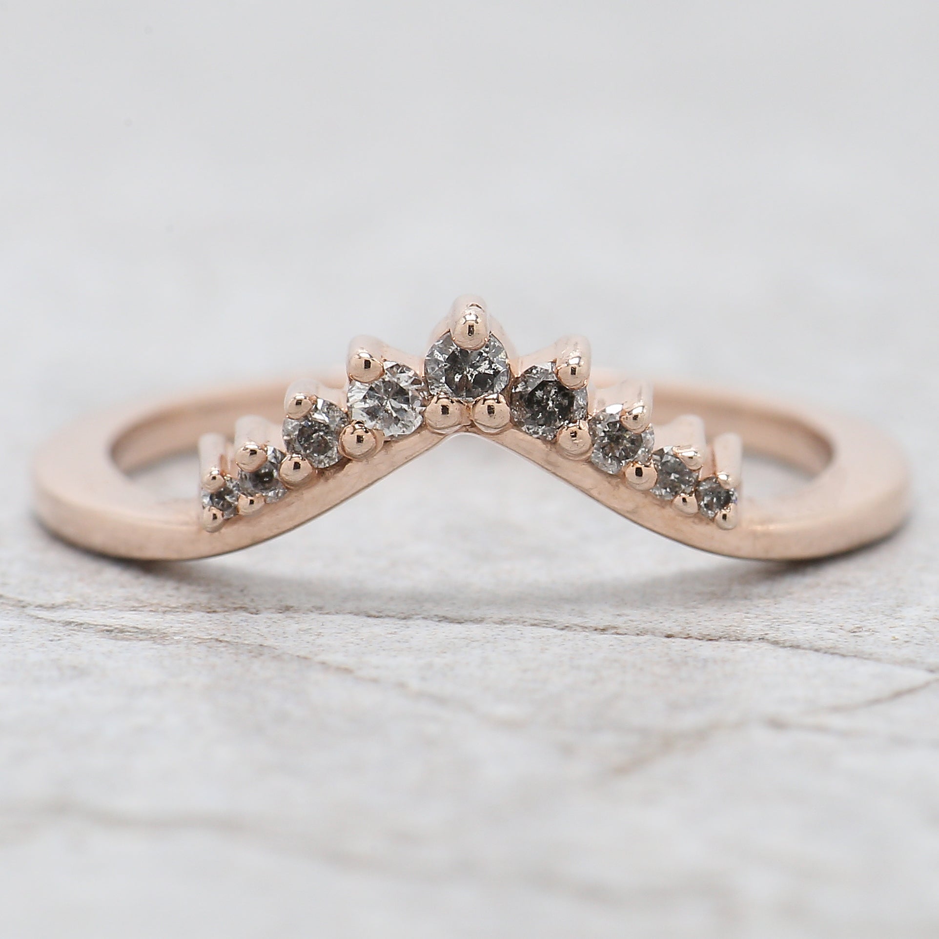 Shield Cut Salt And Pepper Diamond Ring 1.29 Ct 6.00 MM Shield Diamond Ring 14K Solid Rose Gold Silver Engagement Ring Gift For Her QK2172