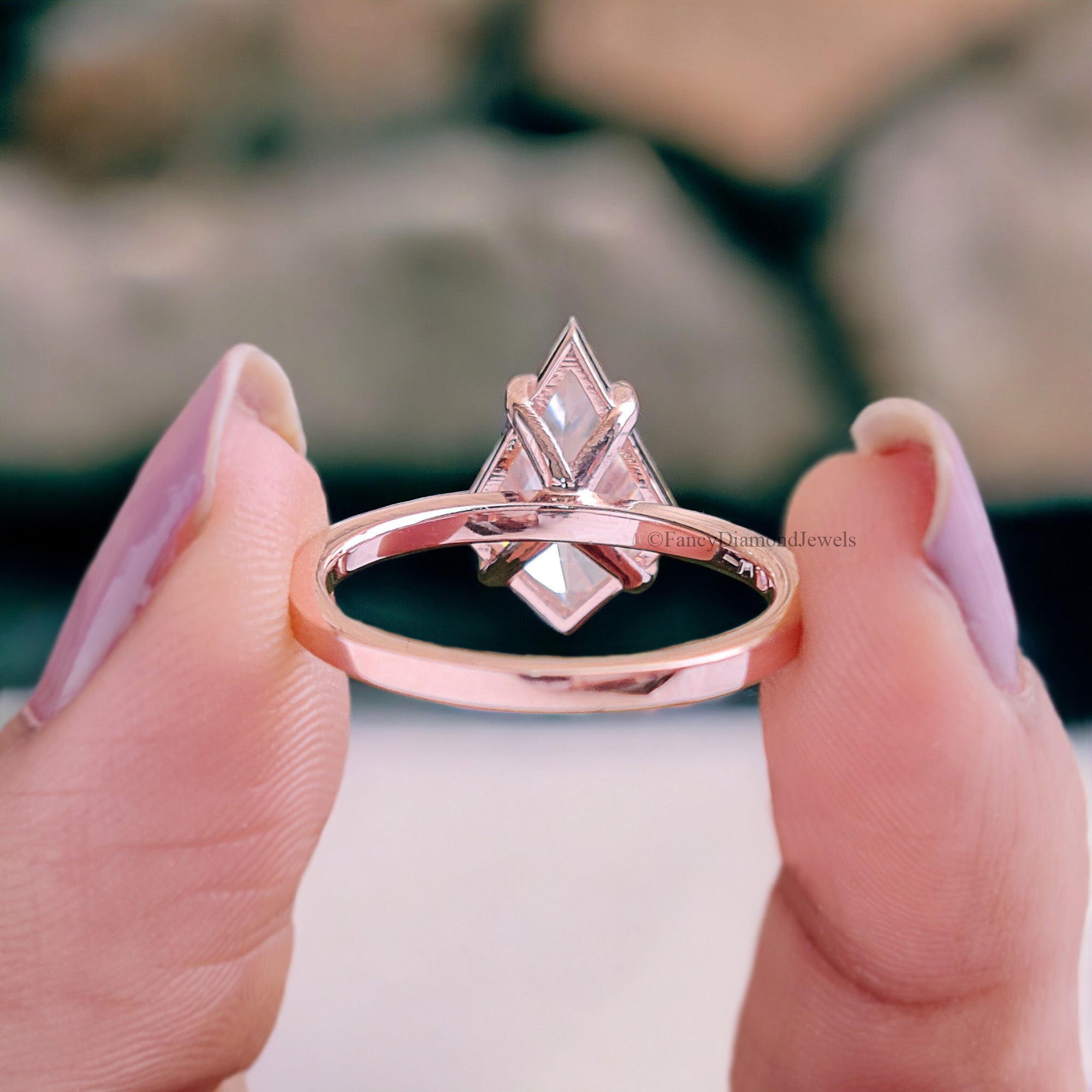 2.35 CT Kite Shape Colorless Moissanite Ring Antique Shape Tab Prong Engagement Ring Prong Set Wedding Ring Anniversary Gift For Her FD158