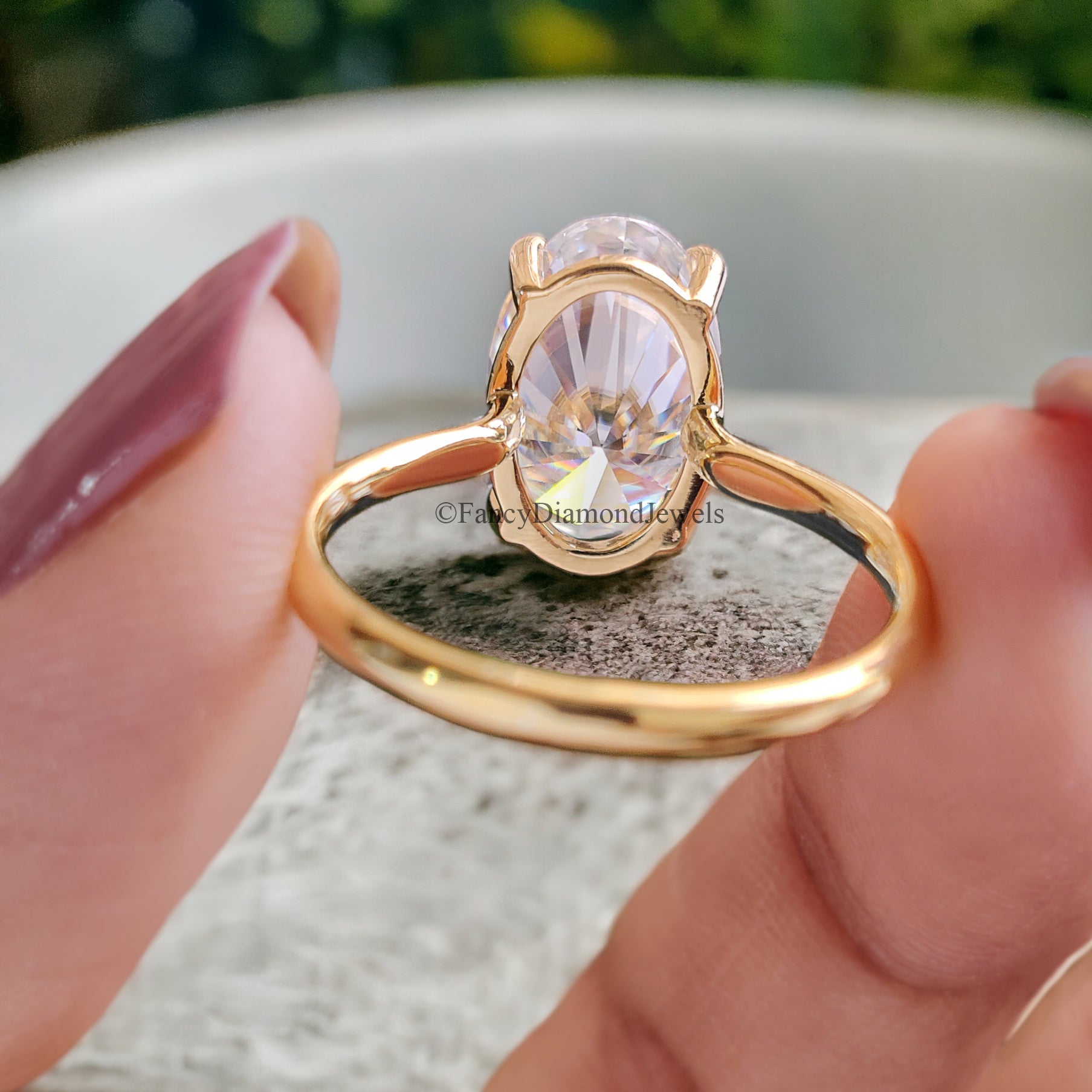 4.15 CT Moval Near Colorless Moissanite Engagement Ring Antique Elongated Oval Moissanite Ring Open Gap Solitaire Wedding Ring for Her FD71