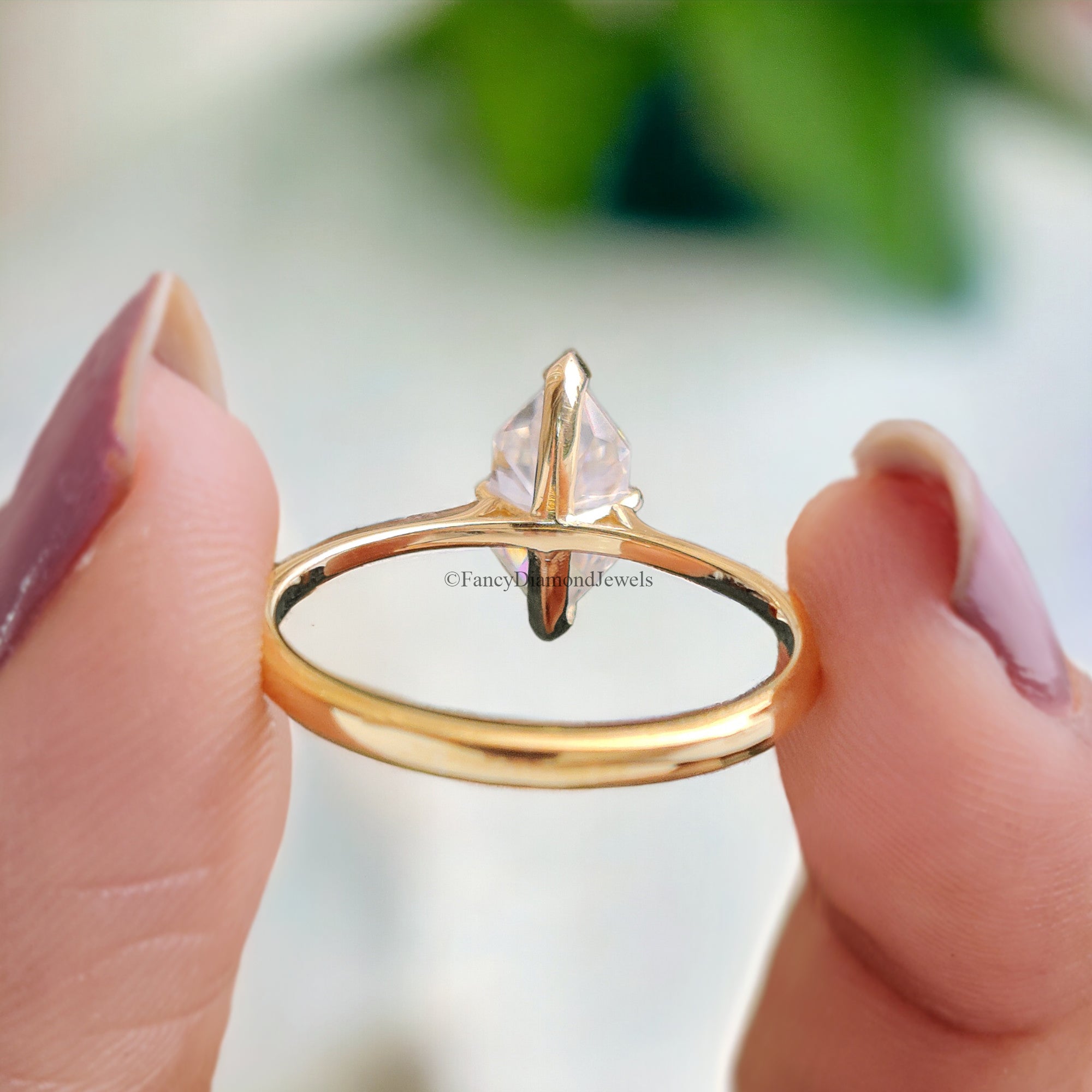1.20 CT Dutch Marquise Cut Colorless Moissanite Ring Marquise Solitaire Engagement Ring 14K Solid Gold V Prong Set Ring For Beloved FD110