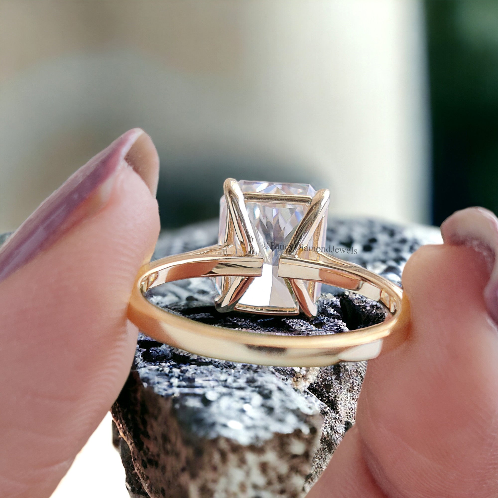 3.70 CT Radiant Cut Moissanite Engagement Ring Solitaire Moissanite Ring Claw Prong Solid Rose Gold Wedding Ring Anniversary Gift FD205