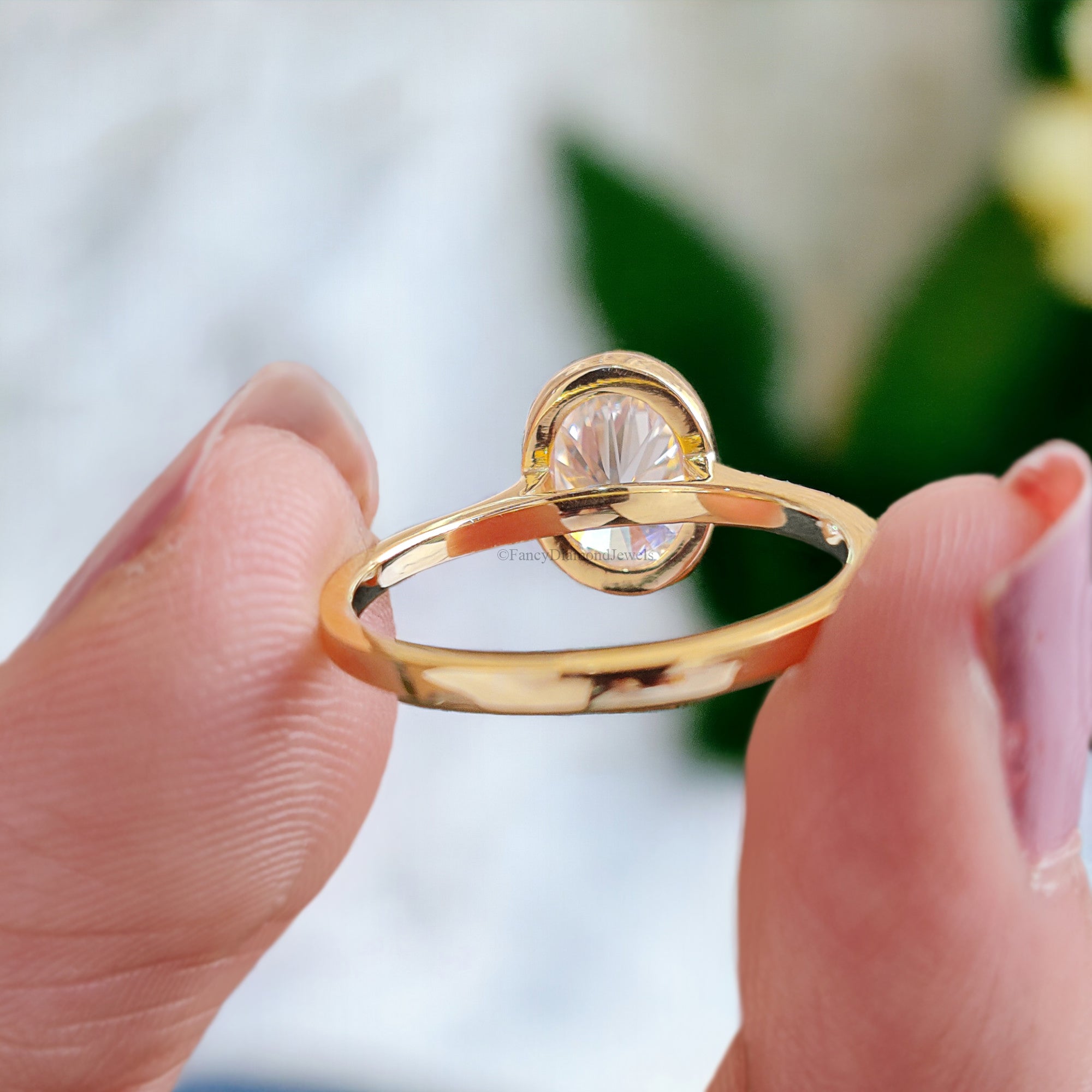 Oval Moissanite Bridesmaid Ring Colorless Moissanite Proposal Ring Bezel Set Anniversary Ring Solitaire Moissanite Engagement Ring FD138