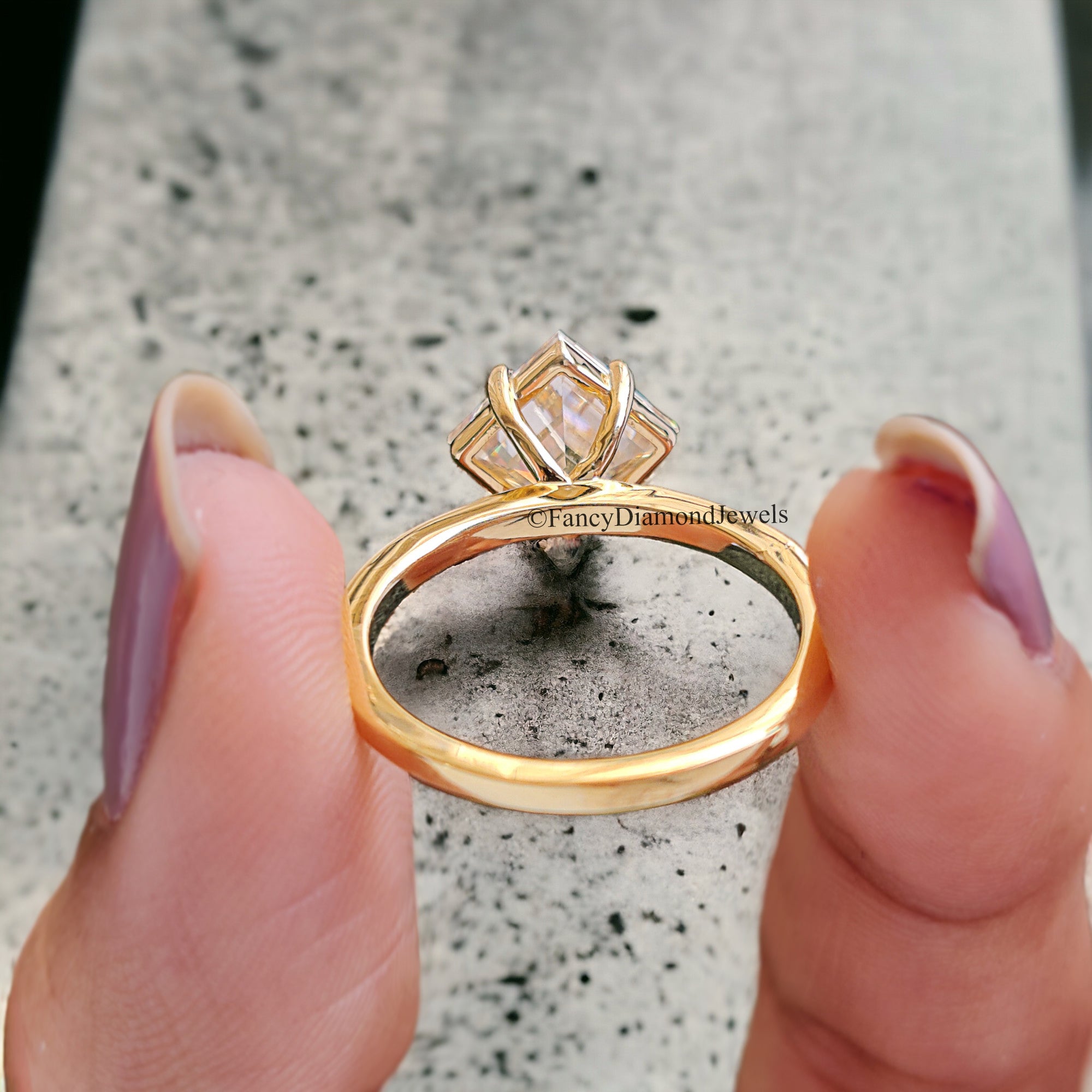 Kite 2.10 CT Lozenge Cut Near Colorless Moissanite Ring Prong Set Solitaire Engagement Ring Unique Wedding Ring Anniversary Gift FD99