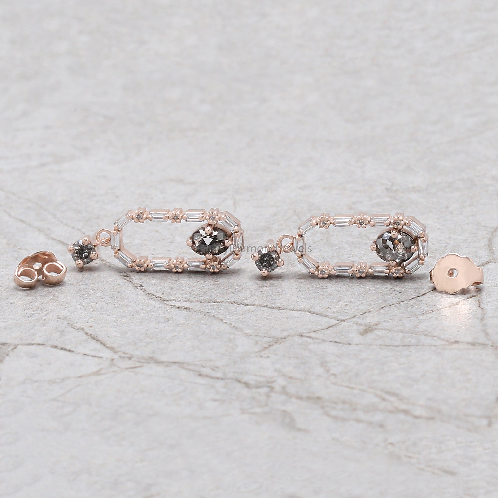 Oval Salt And Pepper Diamond Earring, Oval Shape Earring, Prong Earring, Engagement Earring, Earlobe Earrings, Earrings Jewelry, KDL502