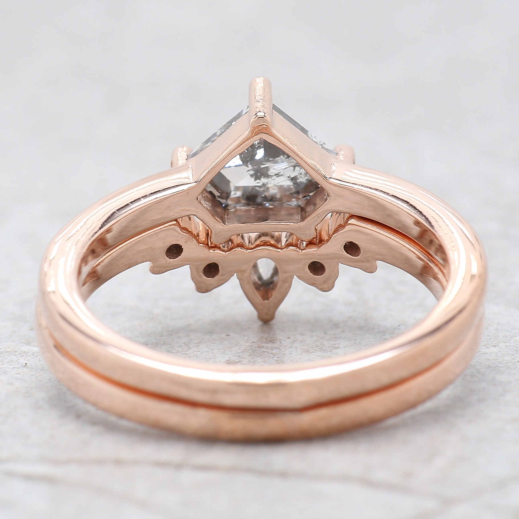 Shield Cut Salt And Pepper Diamond Ring 1.05 Ct 5.88 MM Shield Diamond Ring 14K Solid Rose Gold Silver Engagement Ring Gift For Her QL2673