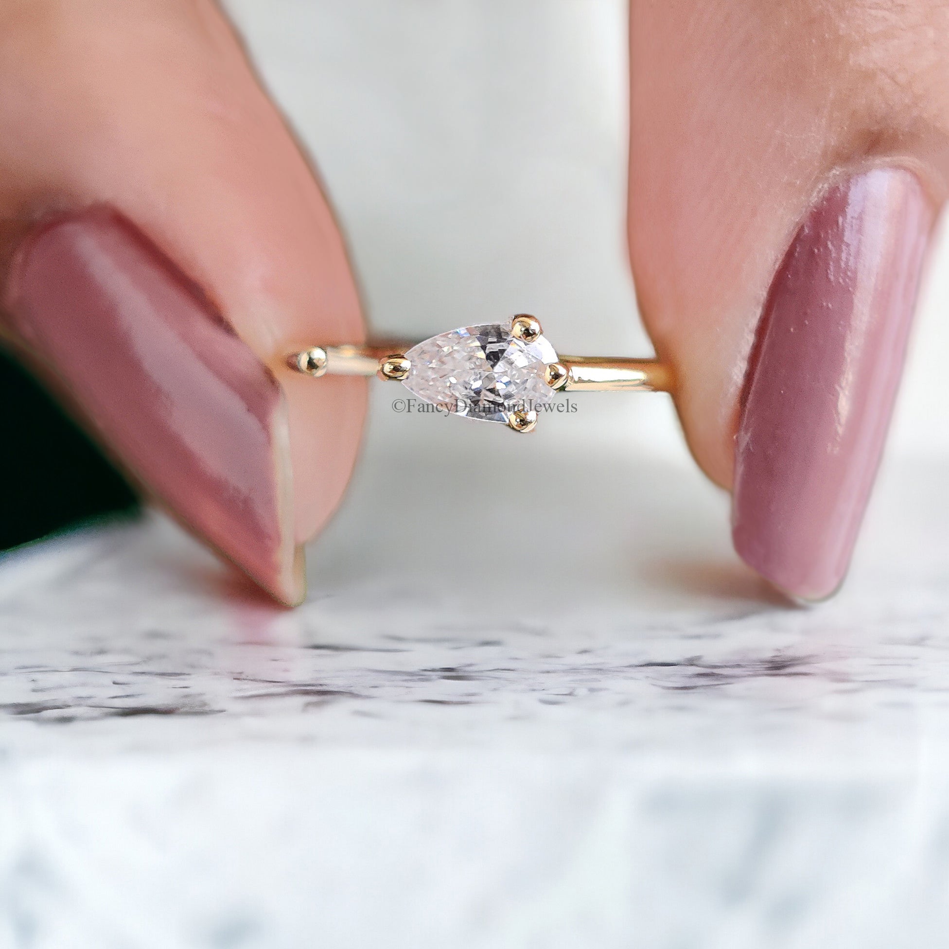 Tiny Solid Gold Pear Open Hoop Earrings Yellow Gold Pear Moissanite Diamond Mini Hoop Dewdrop Hoop Earring Minimalist Jewelry FD43