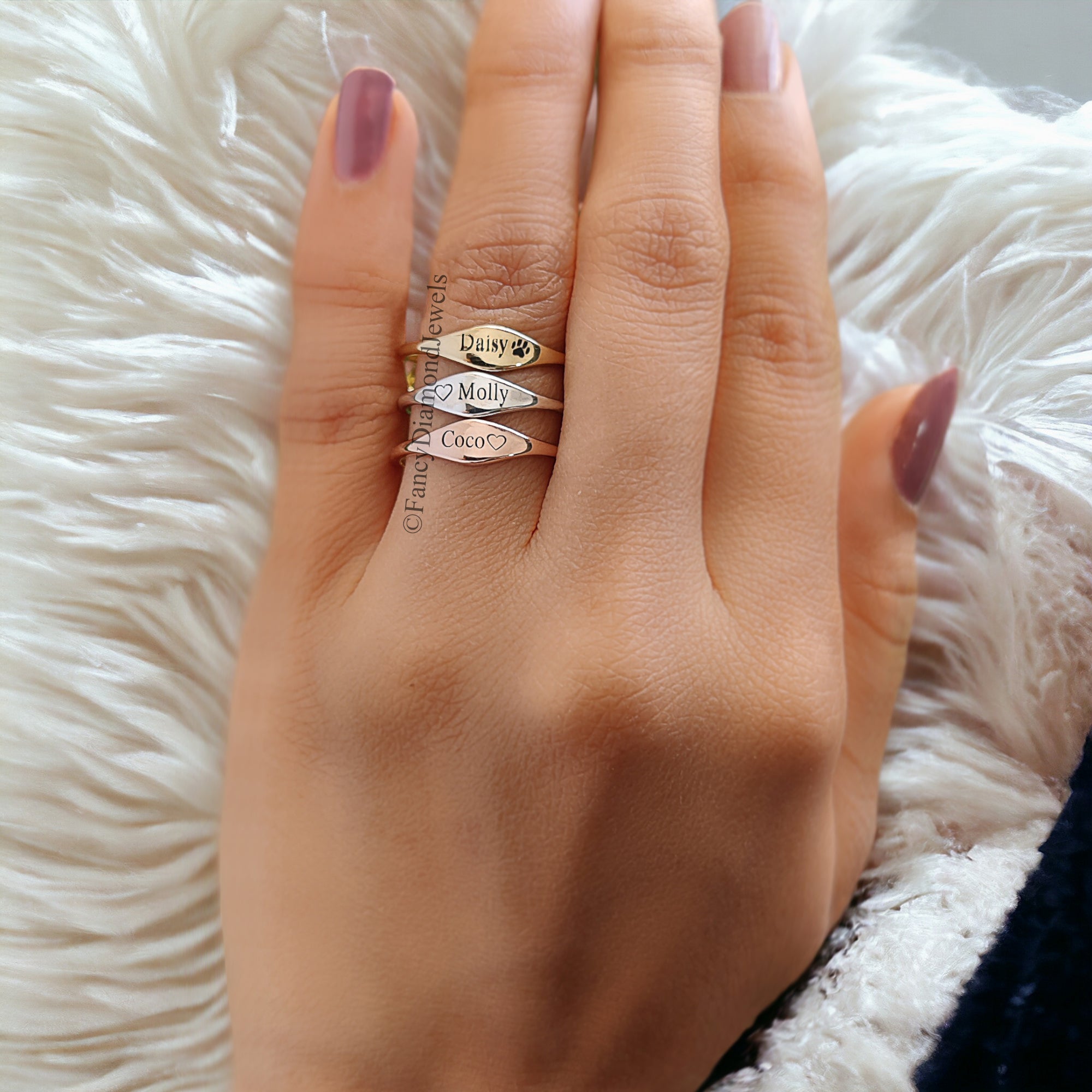 Dainty Name Ring Custom Delicate Stacking Ring Personalized Gift for New Mom Baby Shower Gift Pet Lover Jewelry Matching Wedding Band FD111