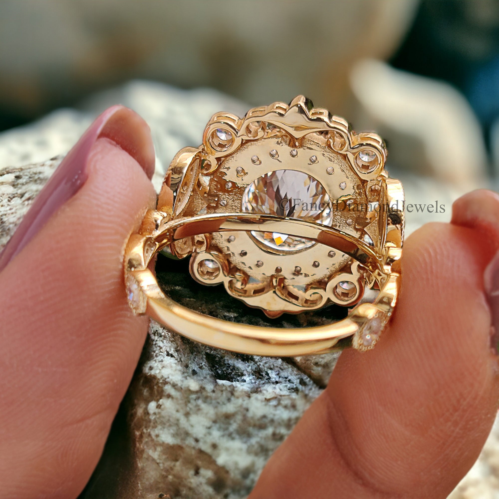 Vintage Filigree Engagement Ring Handmade Portuguese Cut Moissanite With Halo Design Perfect For Luxury Wedding Anniversary Gifts FD218