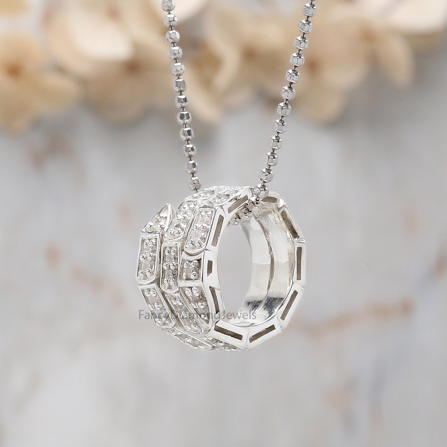 Round Brilliant Cut White Diamond Pendant, Unique Diamond Pendant, Round Brilliant Cut Diamond Pendant, Dangling Diamond Pendant, KD1184