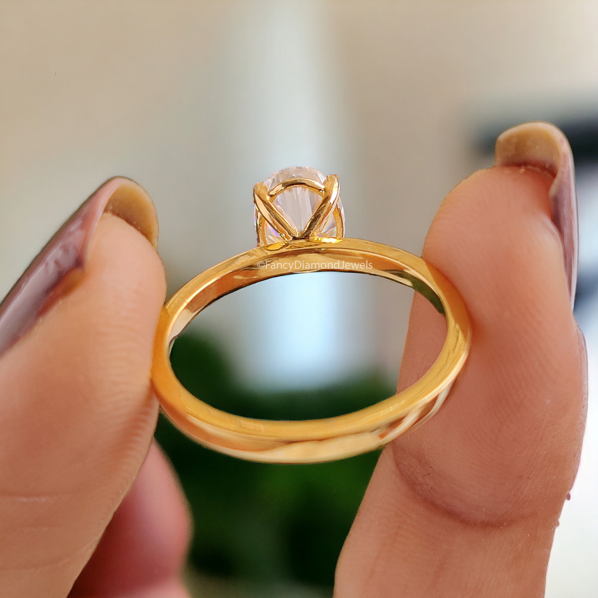 Beautiful Oval Shape Moissanite Ring Yellow Gold 10k/14k/18k 1.50 CT Oval Cut Ring Oval Wedding Engagement Ring Oval Colorless Ring FD15