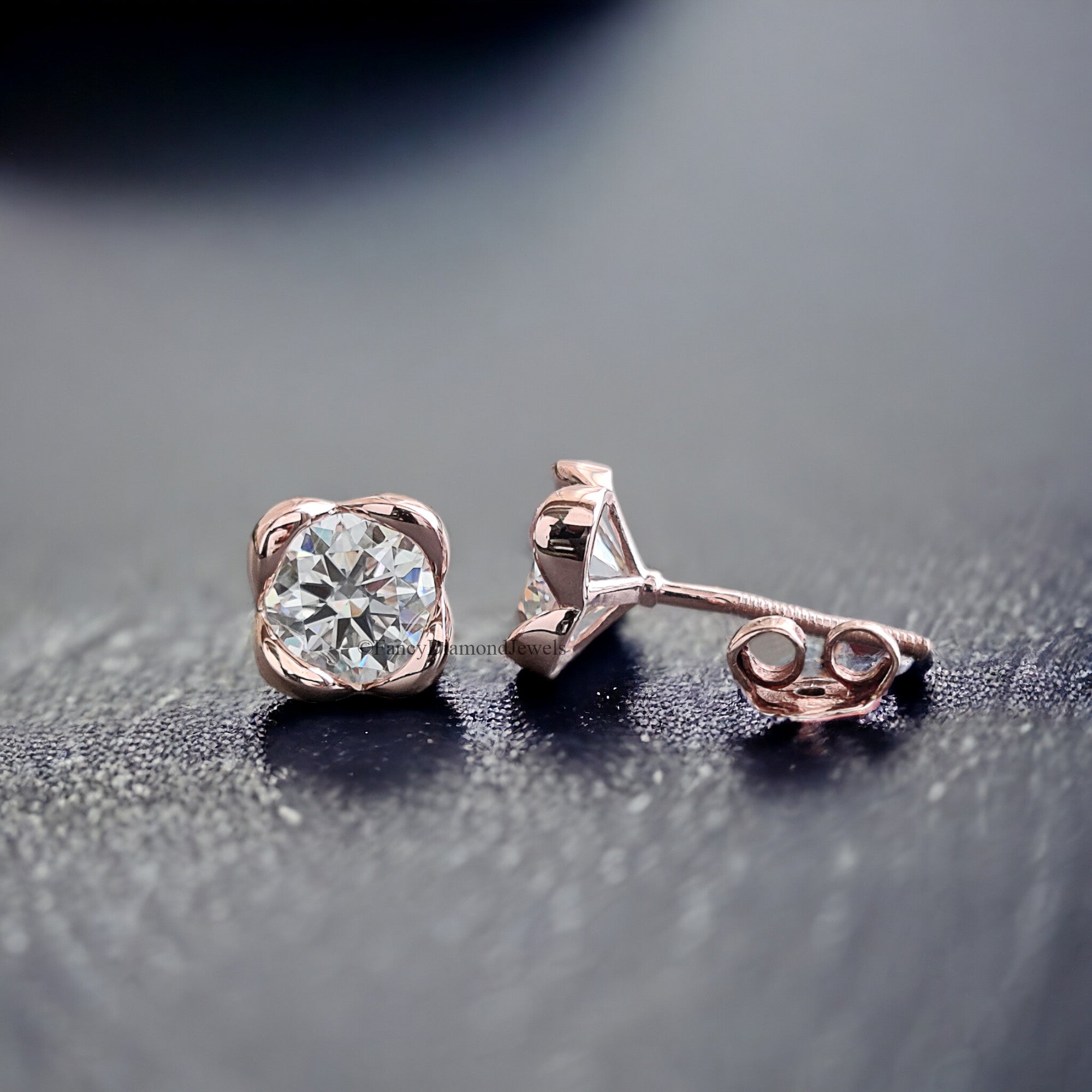 Round Brilliant Cut Earrings Colorless Moissanite Stud Earrings Screw Back Earrings Wedding Earrings Round Studs Earrings for Her FD144