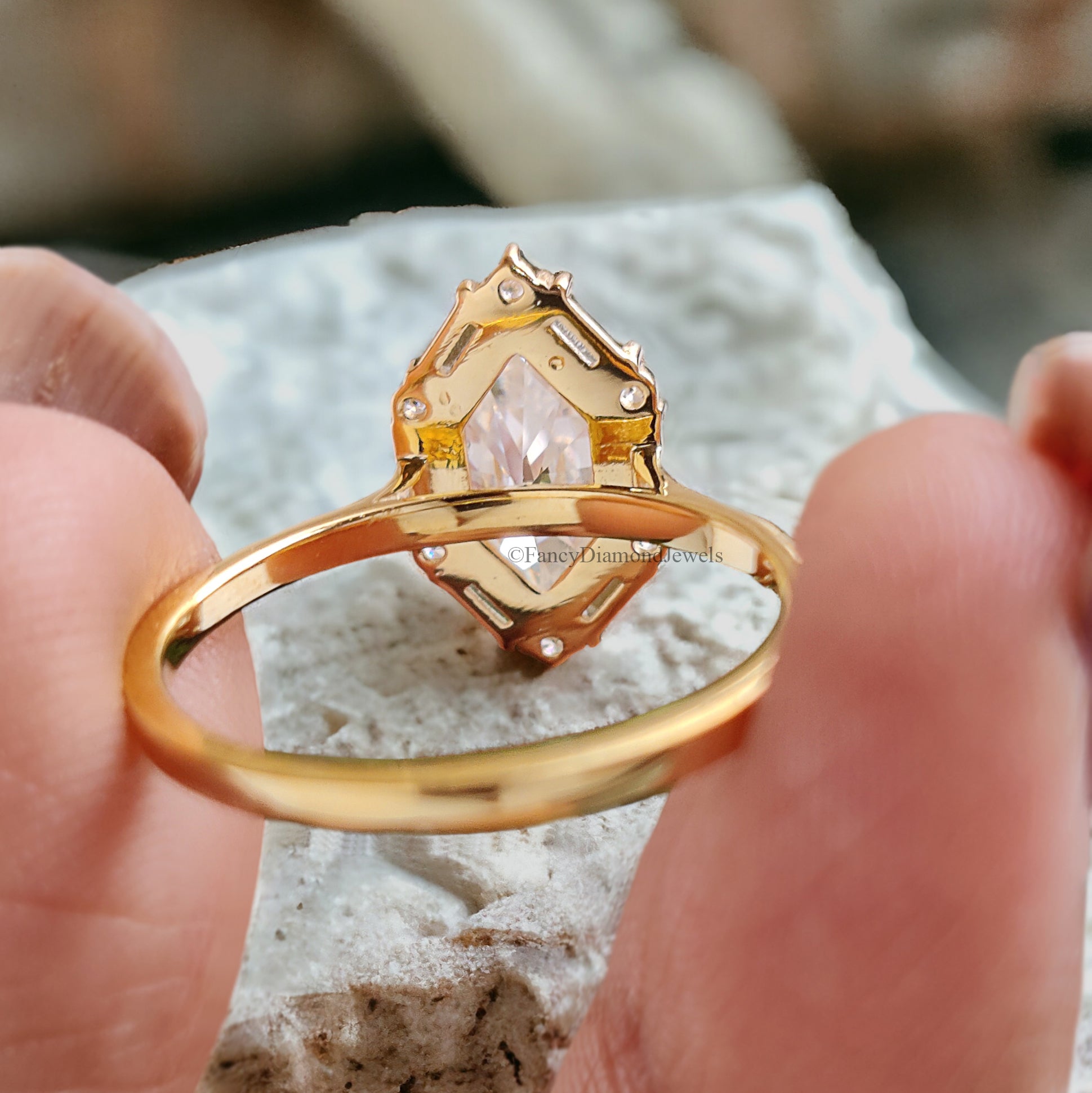 Dutch Marquise Shape Moissanite Diamond Ring With Side Baguette Moissanite Ring Vintage Bridal Engagement Ring Dutch Marquise Ring FD254