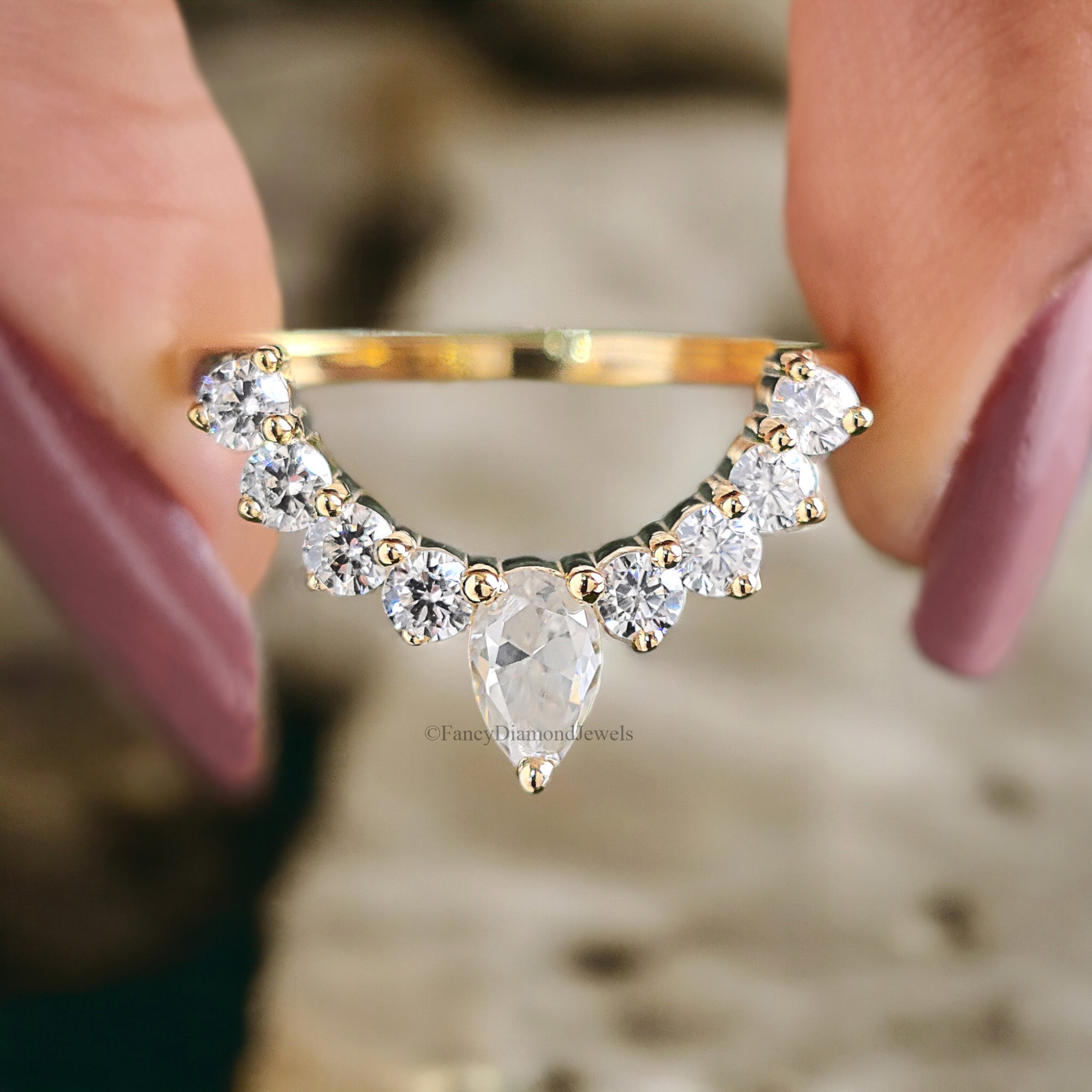 Vintage Moissanite Engagement Ring Set 2.65 CT Moissanite Ring Round Ring Yellow Gold Ring Unique Stacking Ring Diamond Cluster Ring FD148