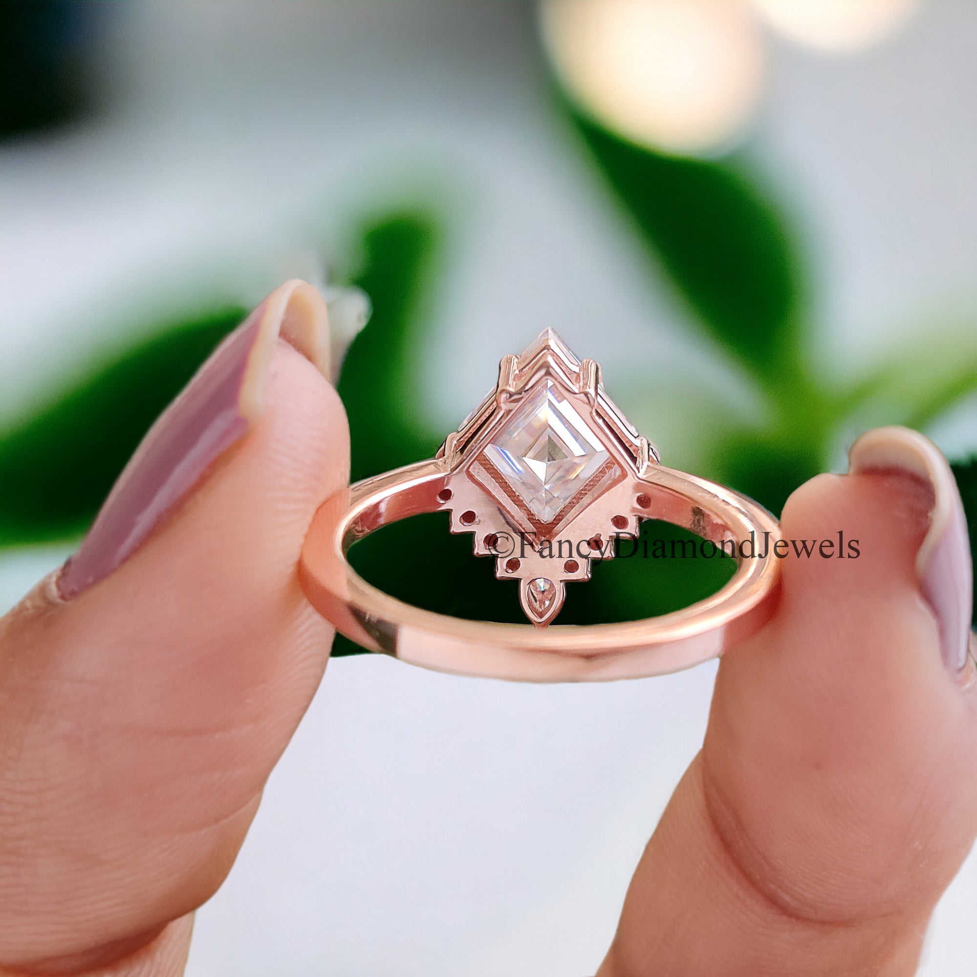 1.80 CT Kite Half Halo Colorless Moissanite Ring Antique Half Halo Engagement Ring Prong Set Wedding Ring Anniversary Gift For Her FD79