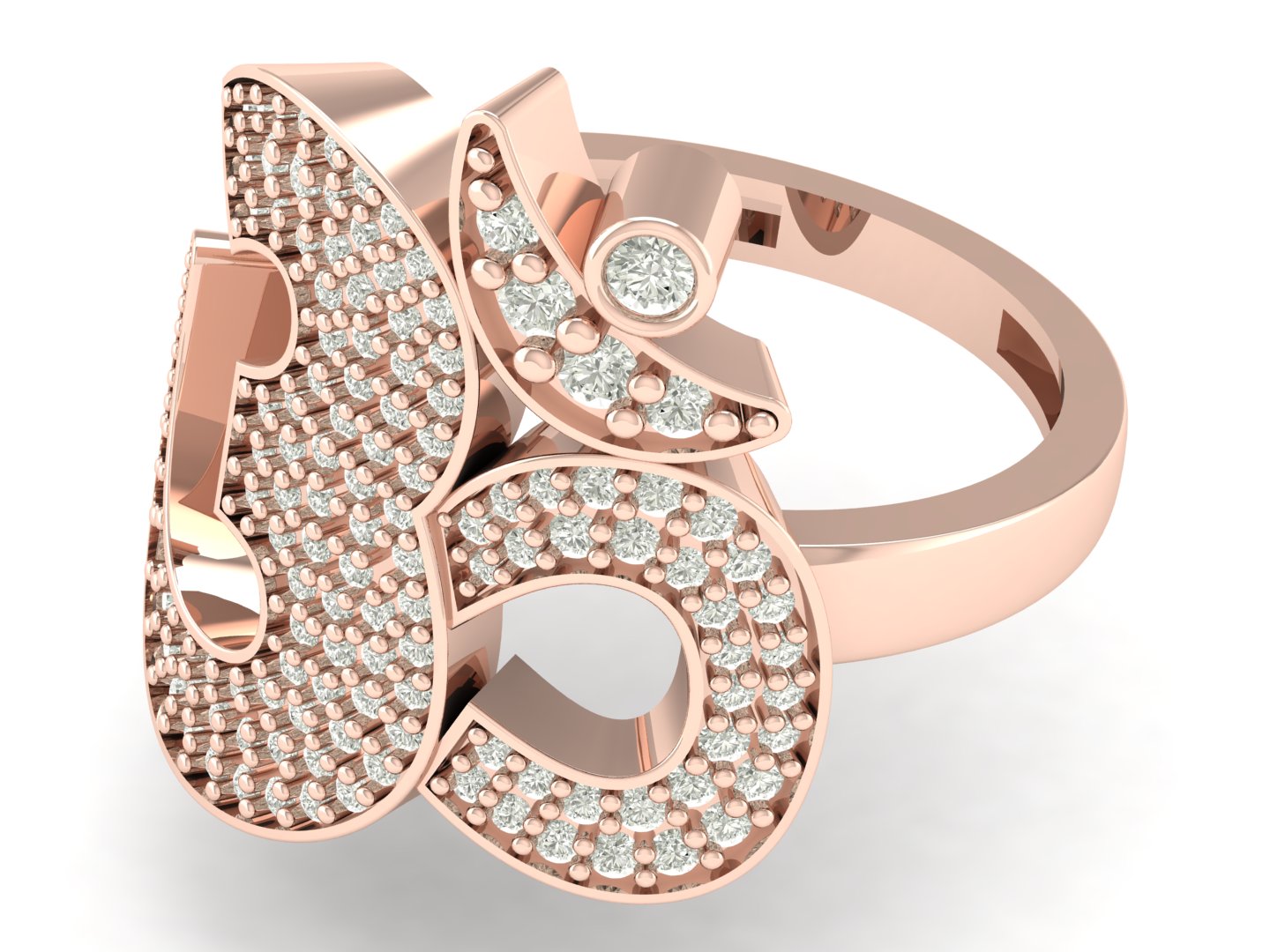 0.61 TW Prong Setting With Om Symbol Ring Round Cut Lab Grown Diamond Ring Men's Engagement Ring Wedding Ring PR599