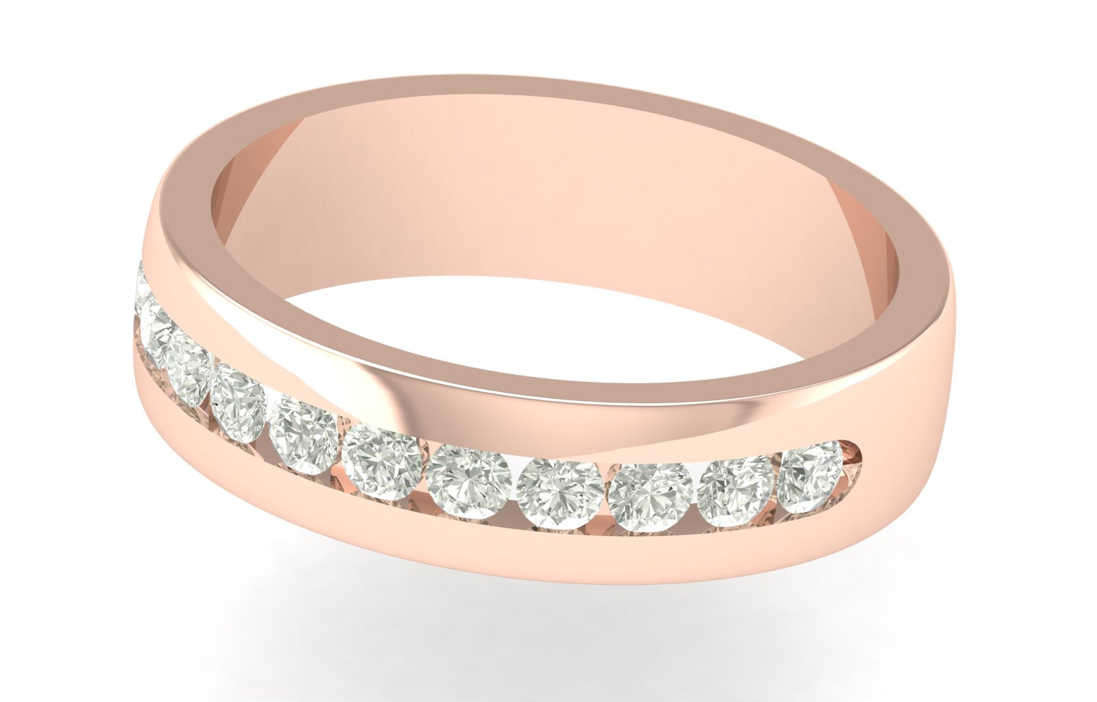 0.44 TW Channel Set Round Cut Lab Grown Diamond Band Engagement Band Men's Wedding Band PR642