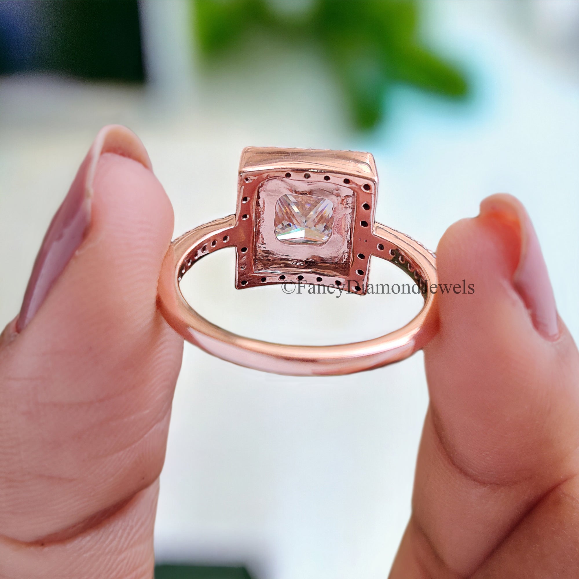 1.70 CT Princess And Round Cut Colorless Moissanite Halo Engagement Ring Prong Set Wedding Ring Cathedral Ring Anniversary Gift Ring FD103