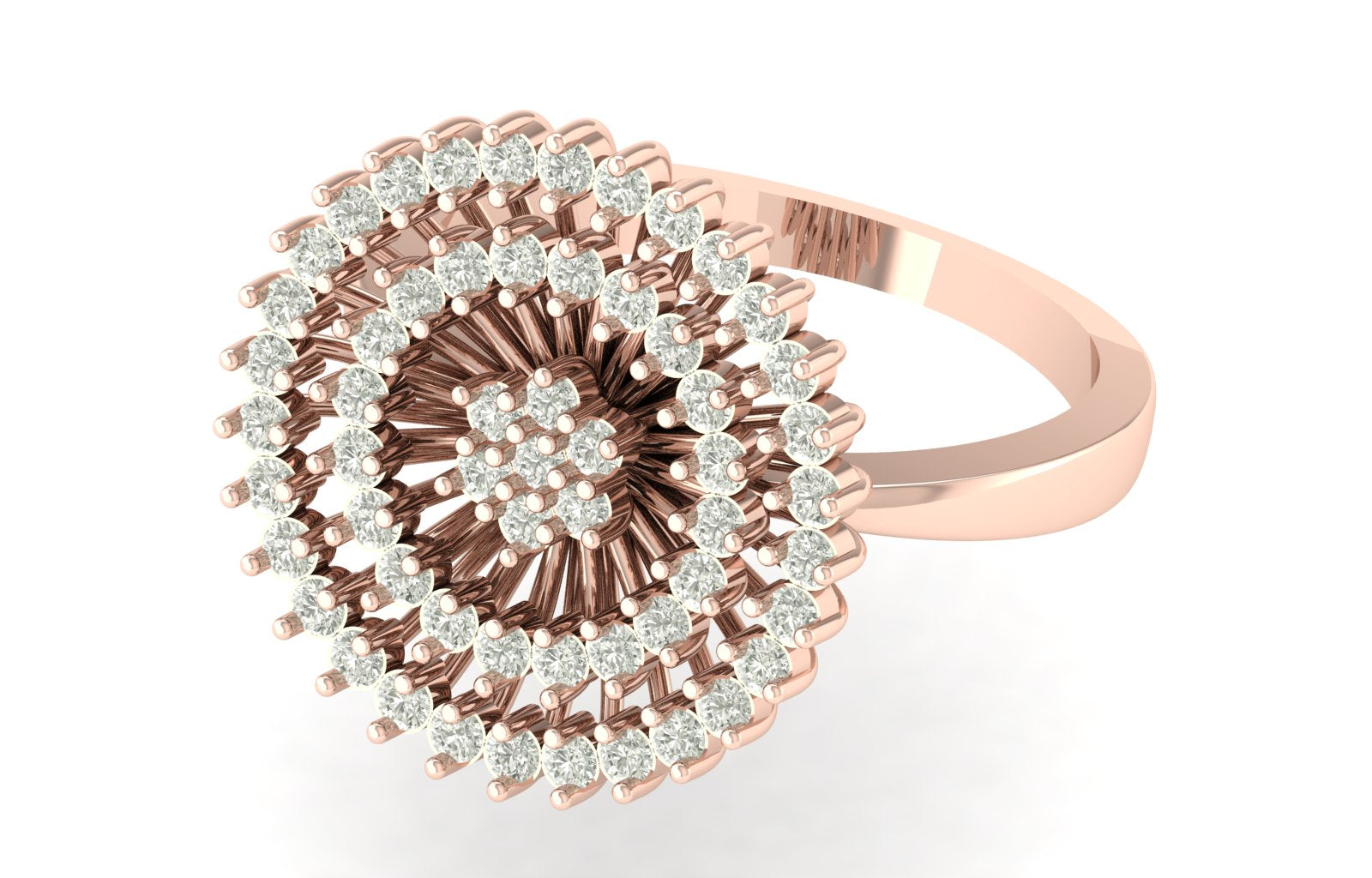 0.72 TW Unique Design Ring Floral Round Cut Lab Grown Diamond Ring Prong Set Engagement Ring Cocktail Style Wedding Ring PR052