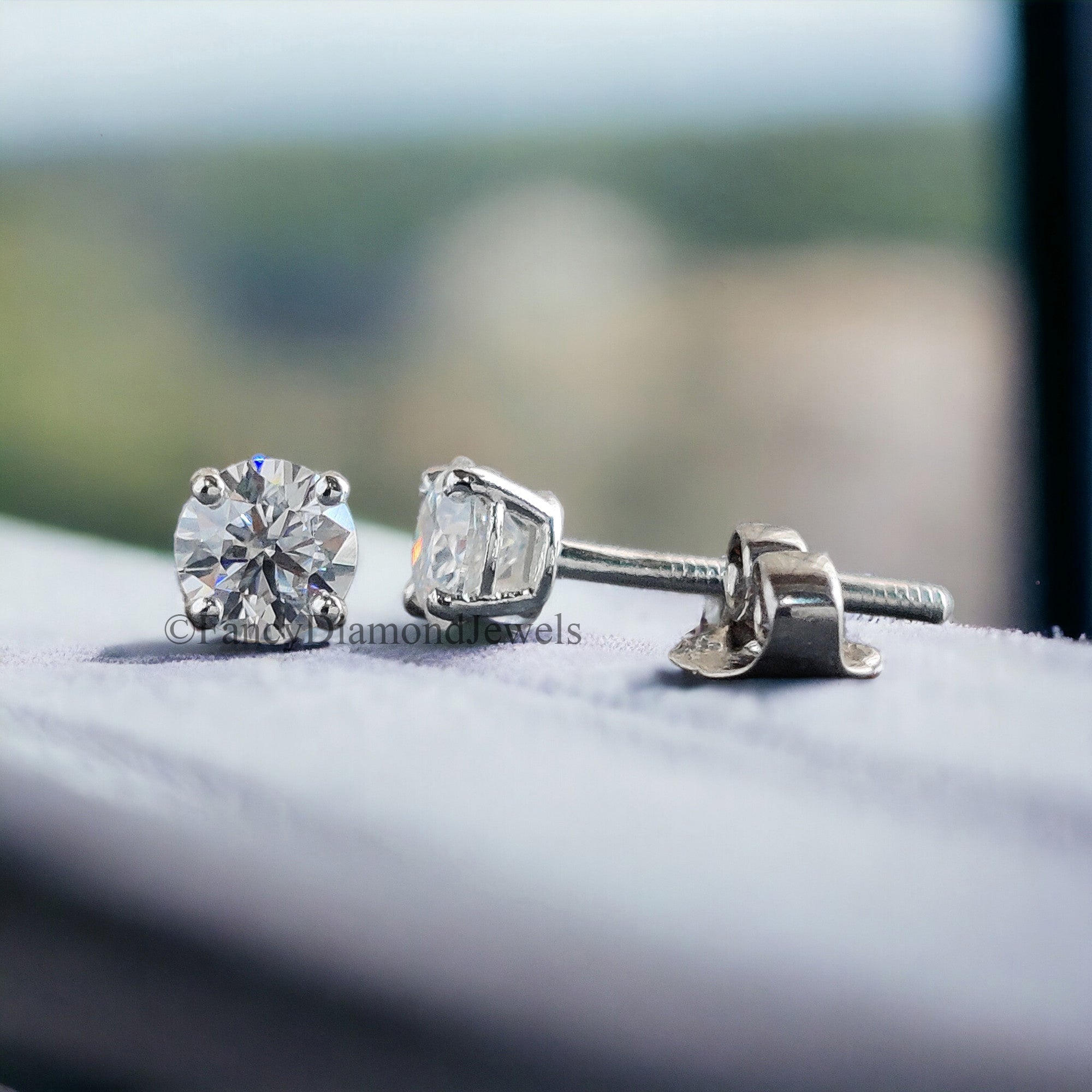 6 MM Round Brilliant Cut Earrings Colorless Moissanite Stud Earrings Screw Back Earrings Wedding Earrings Round Studs Earrings for Her FD24