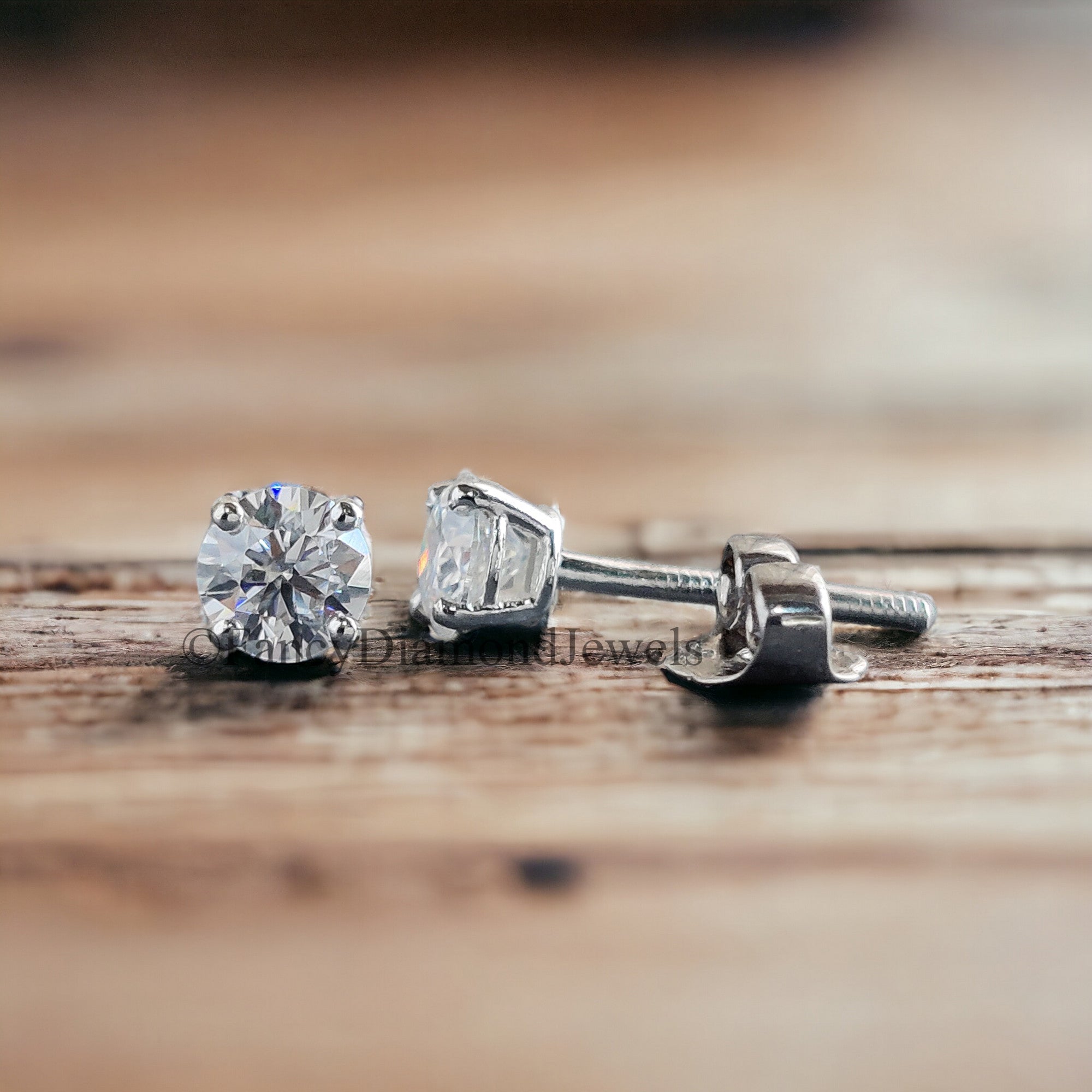4 MM Round Brilliant Cut Earrings Colorless Moissanite Stud Earrings Screw Back Earrings Wedding Earrings Round Studs Earrings for Her FD18