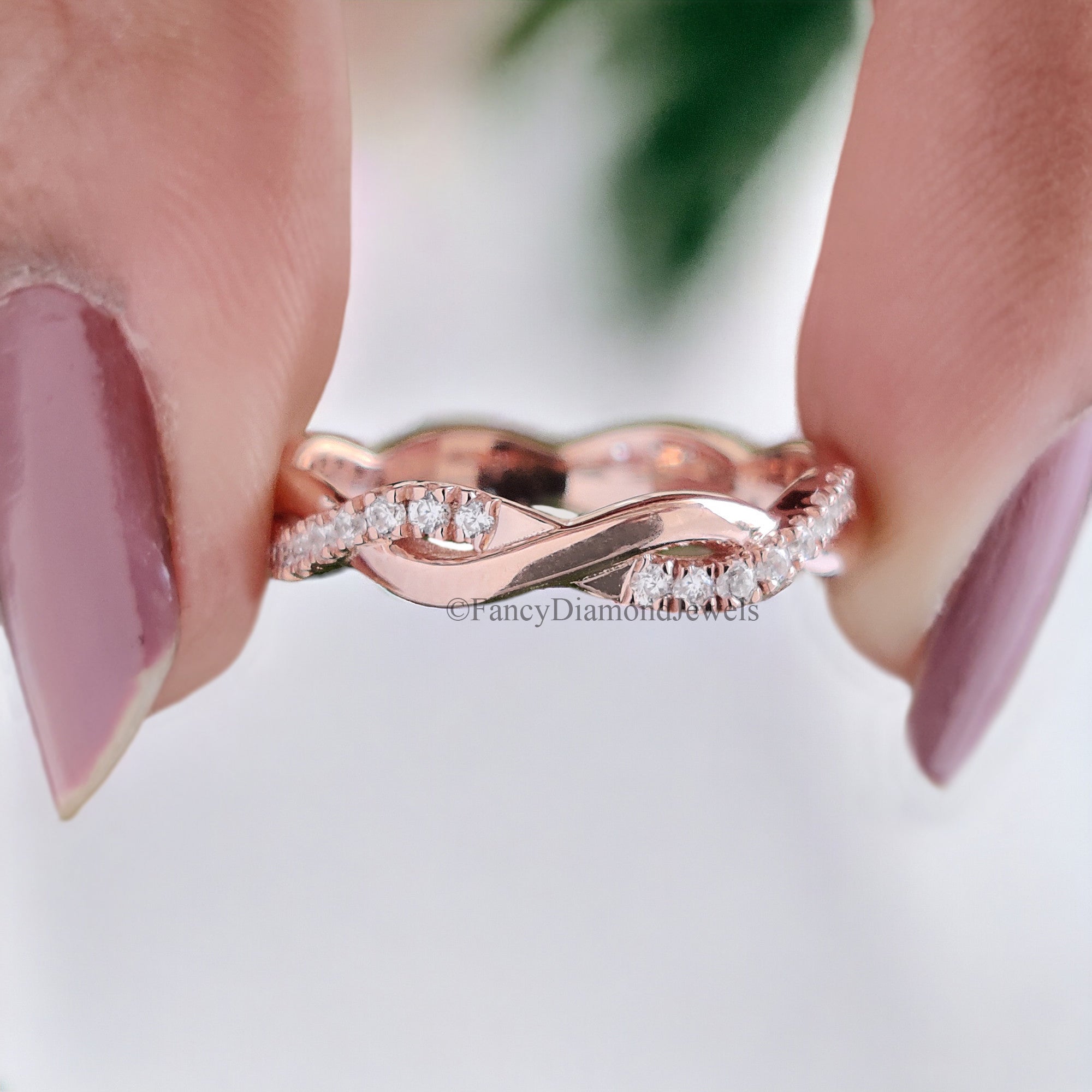 Oval cut Moissanite Engagement ring set Vintage Moissanite ring Rose Gold Curved Diamond ring Twisted band Bridal set Promise ring FD45