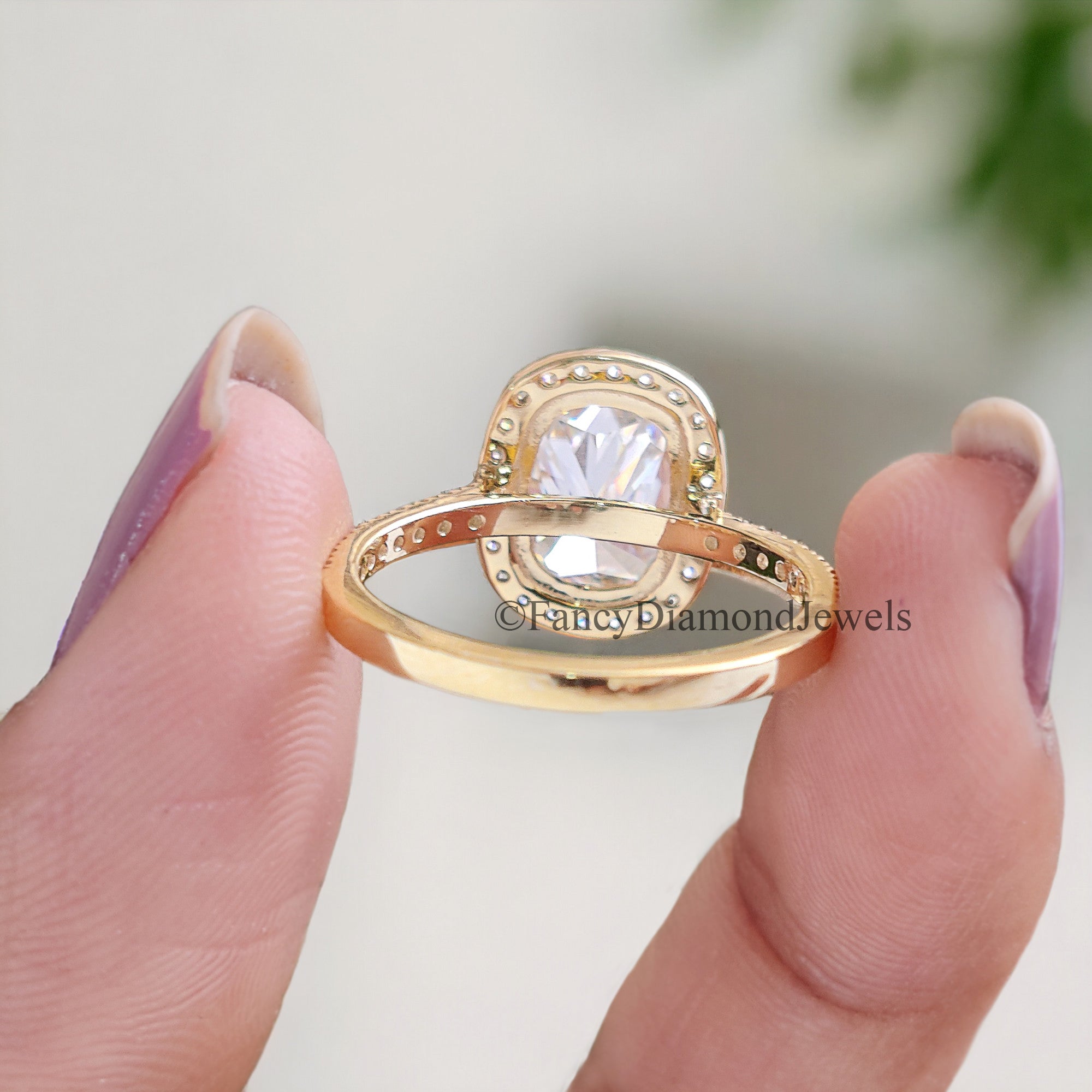 2.65 TCW Cushion and Round Cut Colorless Moissanite Halo Engagement Ring Micro Set Wedding Ring Cathedral Ring Anniversary Gift Ring FD83