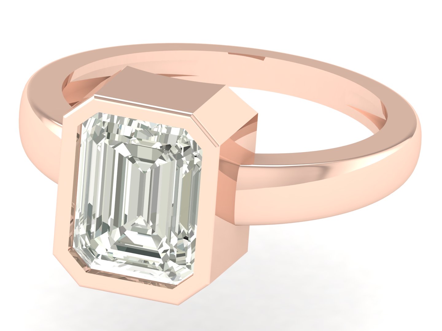 2.56 TW Solitaire Emerald Cut Lab Grown Diamond Ring Bezel Set Engagement Ring Wedding Ring PR587