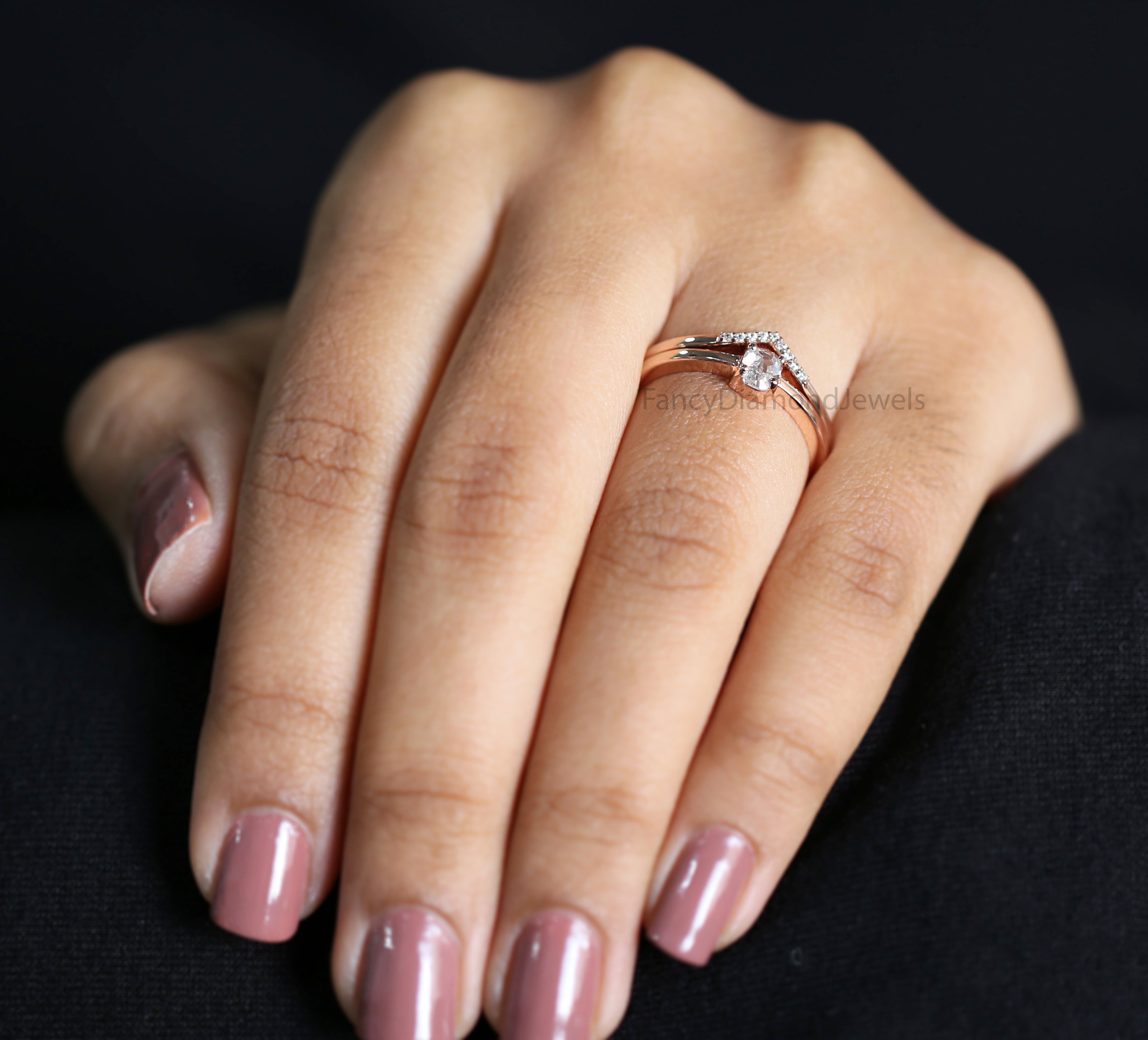 Oval salt and pepper Diamond Ring, Salt and pepper Oval Diamond Engagement Ring, Oval Diamond Ring, Oval Ring, Oval Bridal Ring Set, KD1142