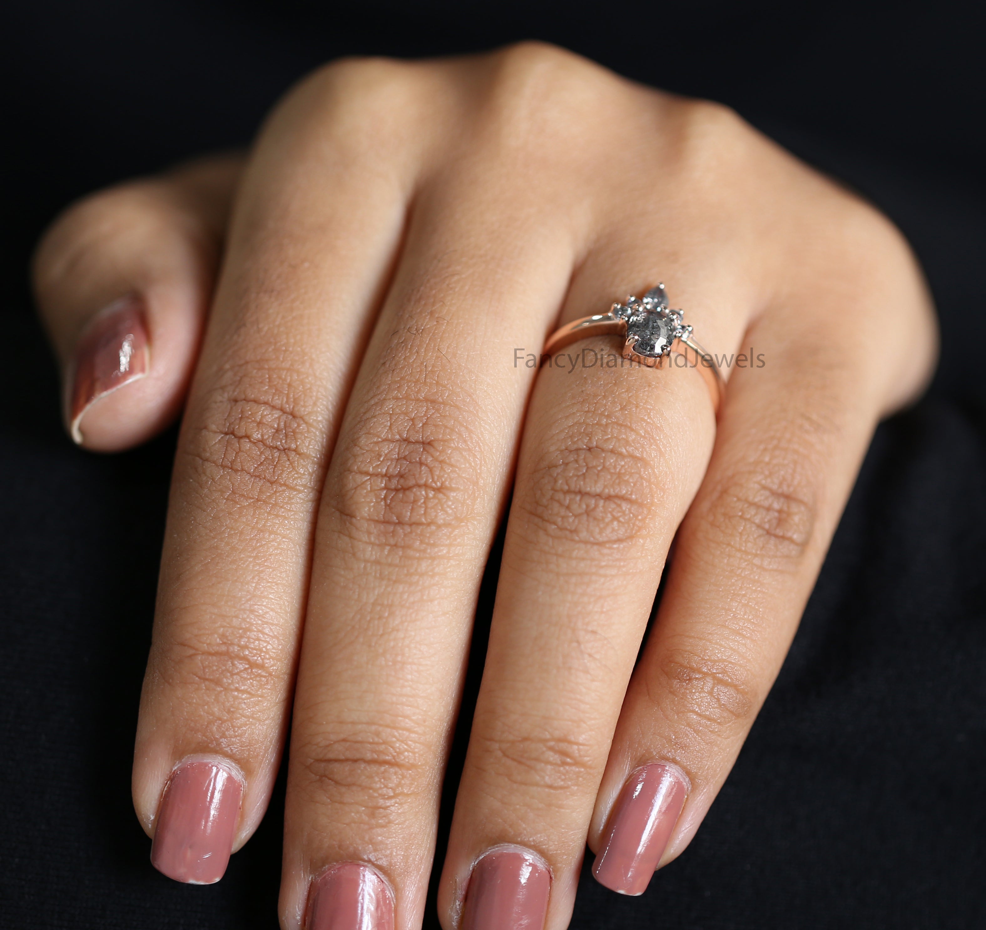 Salt And Pepper Oval Diamond Ring, Natural Oval Diamond Ring, Oval Diamond Engagement Ring, Solitaire Ring, Oval Cut Ring, Oval Ring, KD1105