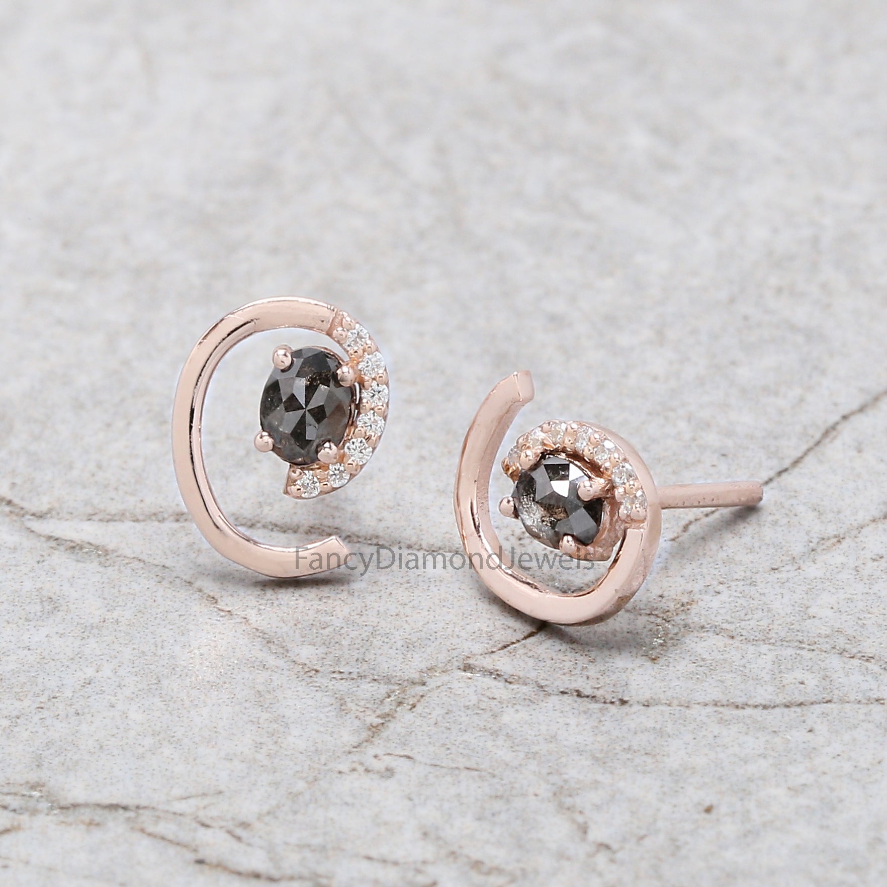 Oval Salt And Pepper Diamond Earring, Oval Shape Earring, Prong Earring, Engagement Earring, Earlobe Earrings, Earrings Jewelry KDN2293