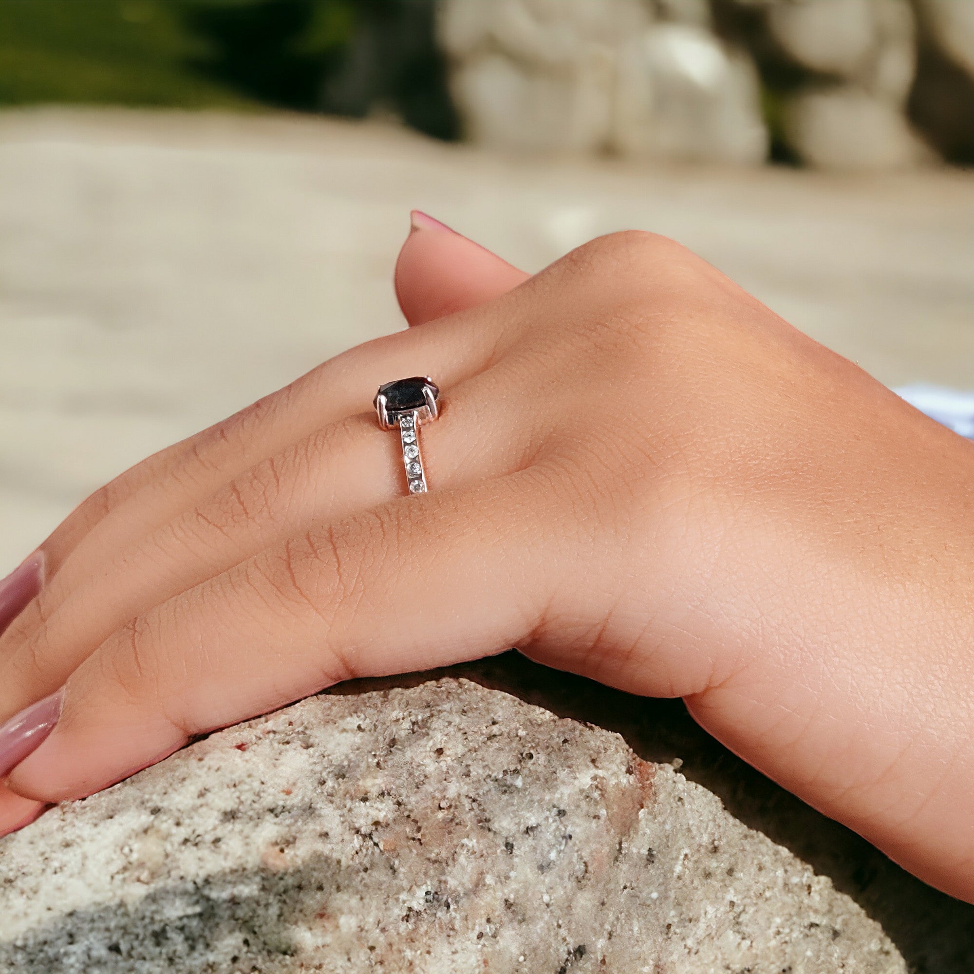 Oval Cut Salt And Pepper Diamond Ring 0.82 Ct 6.70 MM Oval Diamond Ring 14K Solid Rose Gold Silver Oval Engagement Ring Gift For Her QK1066