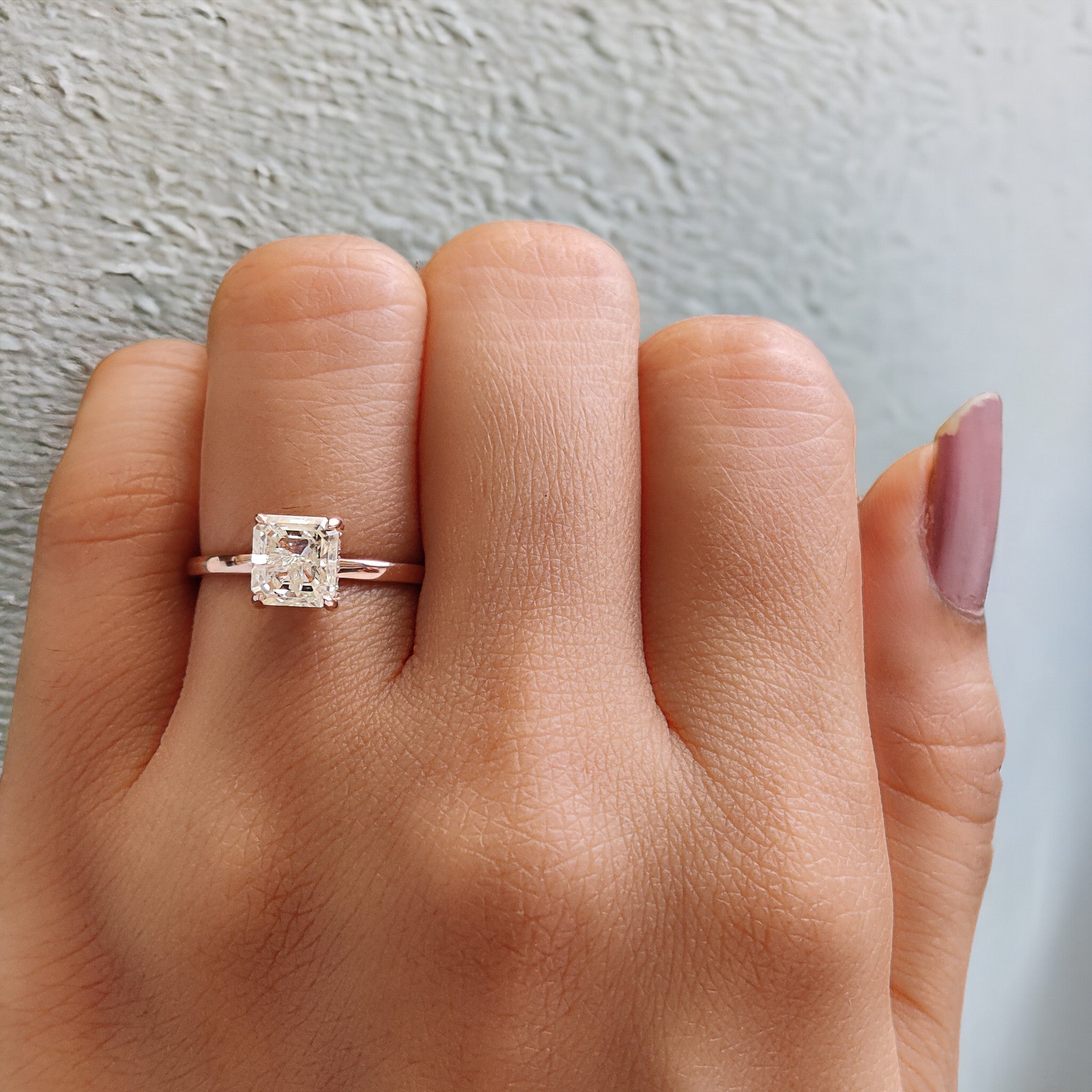 Square Cut Salt And Pepper Diamond Ring 1.31 Ct 5.91 MM Square Diamond Ring 14K Solid Rose Gold Silver Engagement Ring Gift For Her QL2574