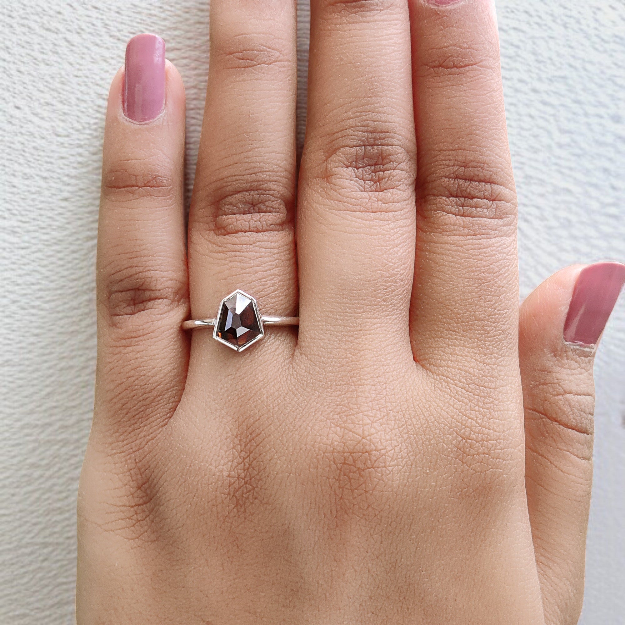 Shield Brown Color Diamond Ring 1.29 Ct 8.25 MM Shield Cut Diamond Ring 14K Solid White Gold Silver Engagement Ring Gift For Her QL1796