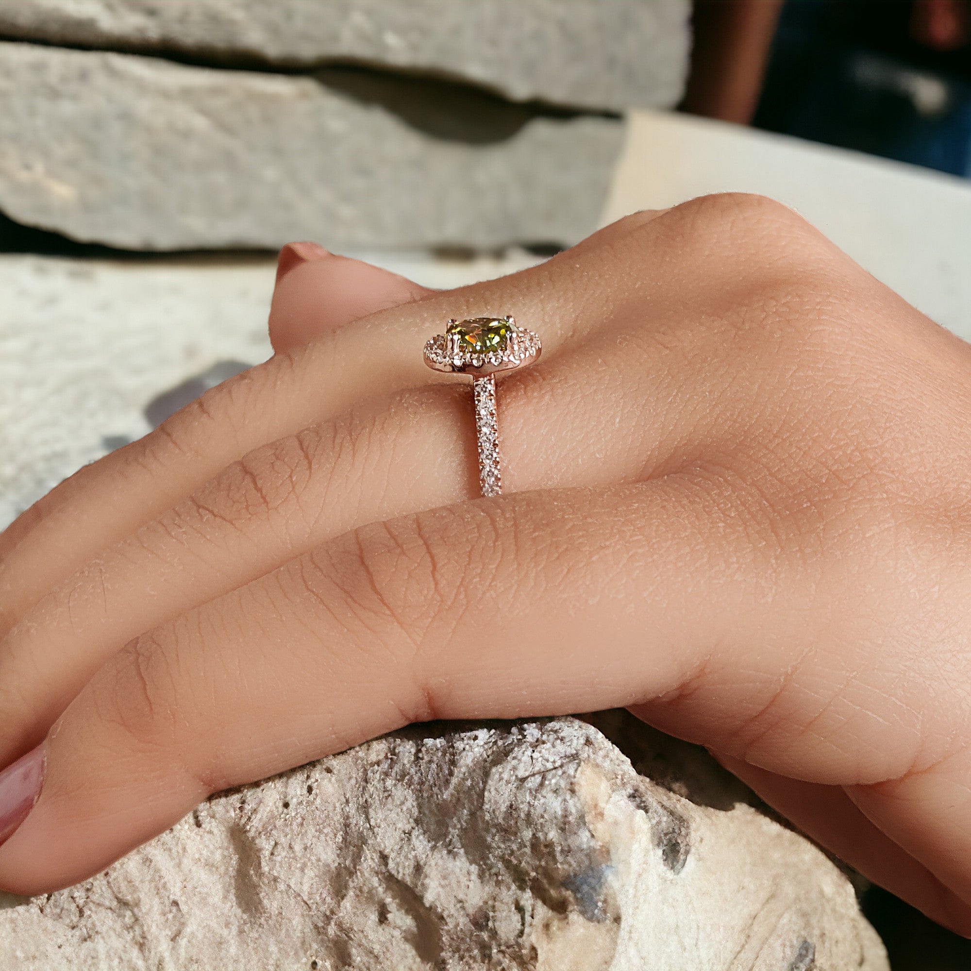 Oval Cut Yellow Color Diamond Ring 0.73 Ct 5.70 MM Oval Shape Diamond Ring 14K Solid Rose Gold Silver Engagement Ring Gift For Her QL6455