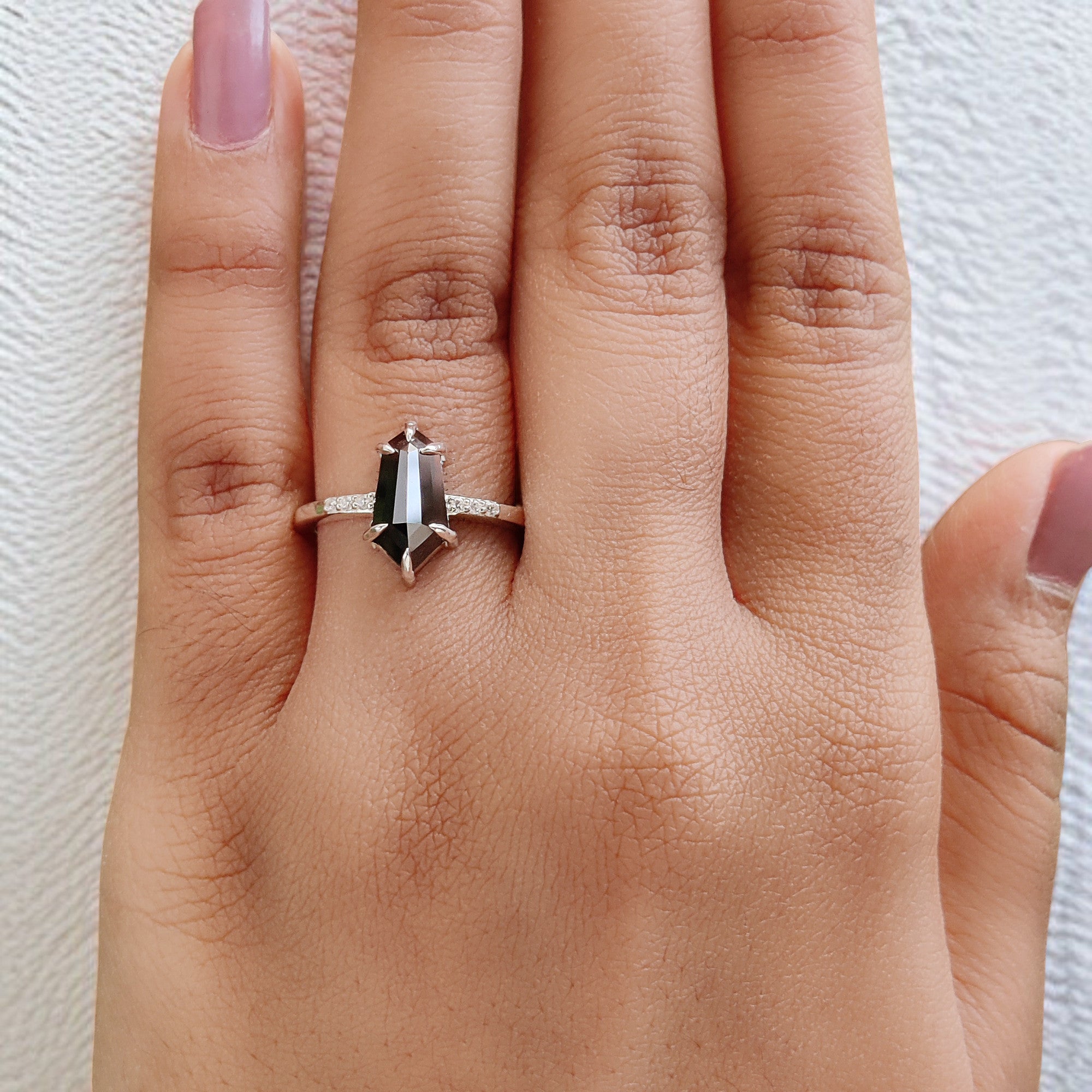 Shield Cut Brown Color Diamond Ring 1.84 Ct 11.55 MM Shield Diamond Ring 14K Solid White Gold Silver Engagement Ring Gift For Her QL1872