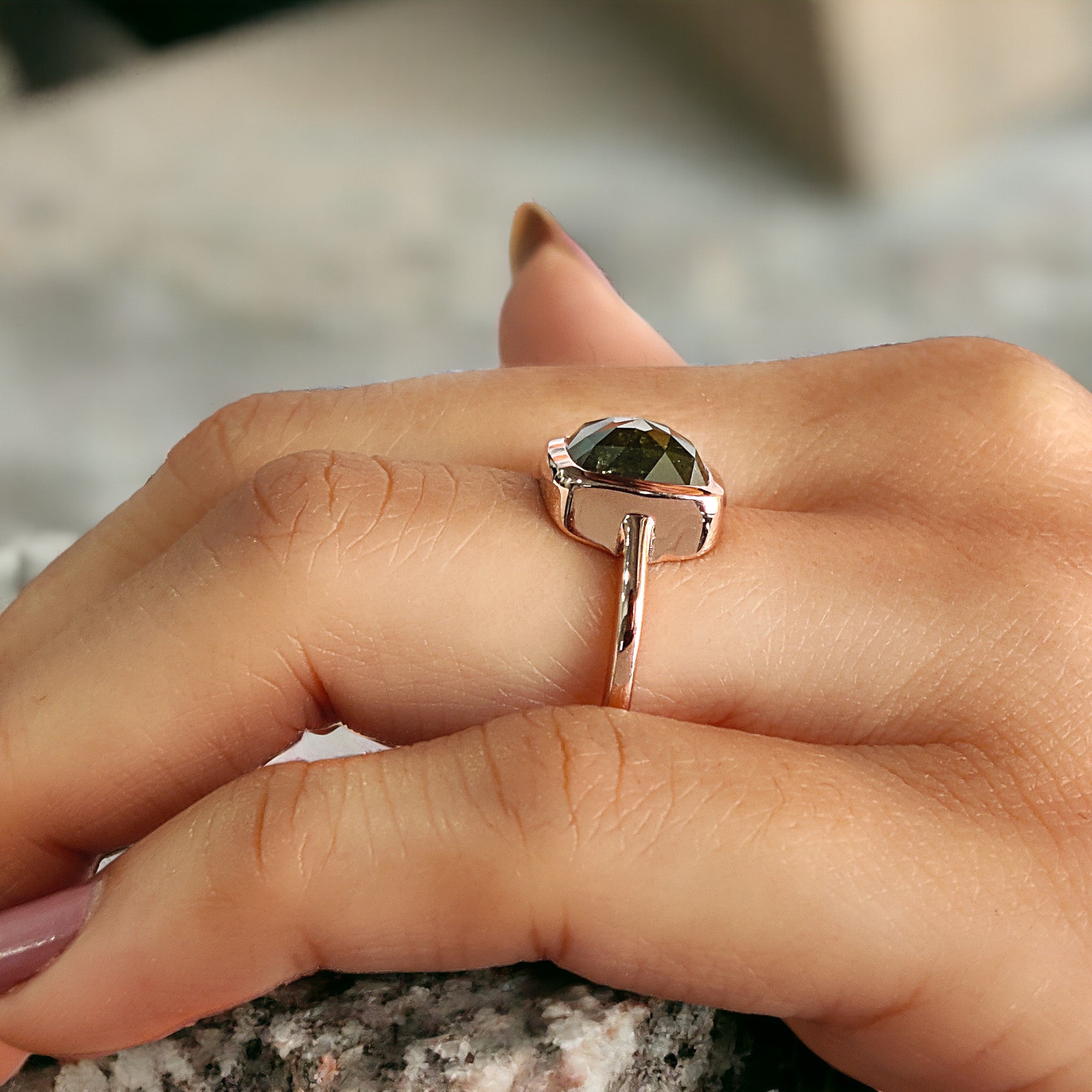 Square Cut Green Color Diamond Ring 2.71 Ct 8.36 MM Square Shape Diamond Ring 14K Solid Rose Gold Silver Engagement Ring Gift For Her QL2463