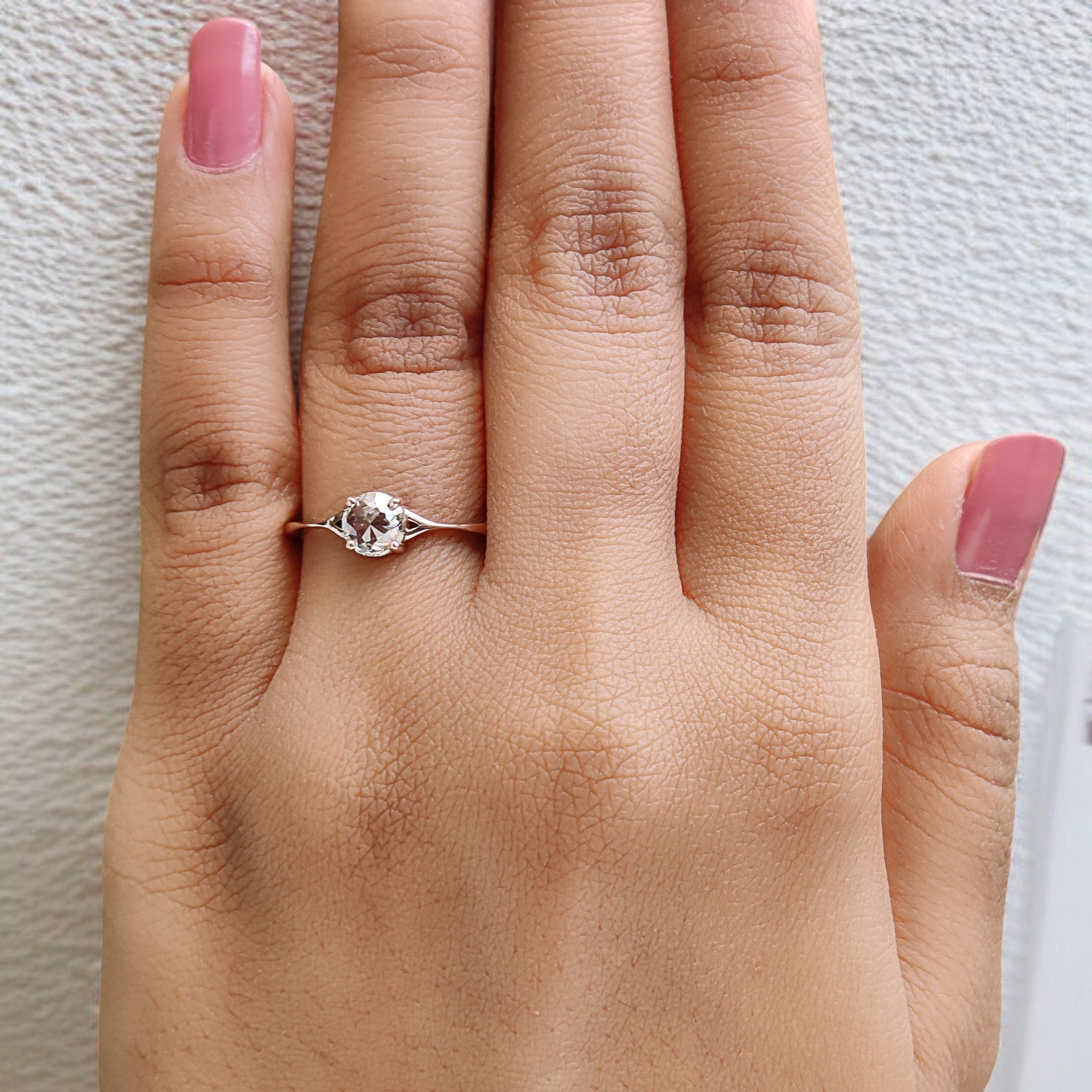 Round Rose Cut Salt And Pepper Diamond Ring 0.63 Ct 5.41 MM Round Shape Diamond Ring 14K Solid Rose Gold Engagement Ring Gift For Her QL2684