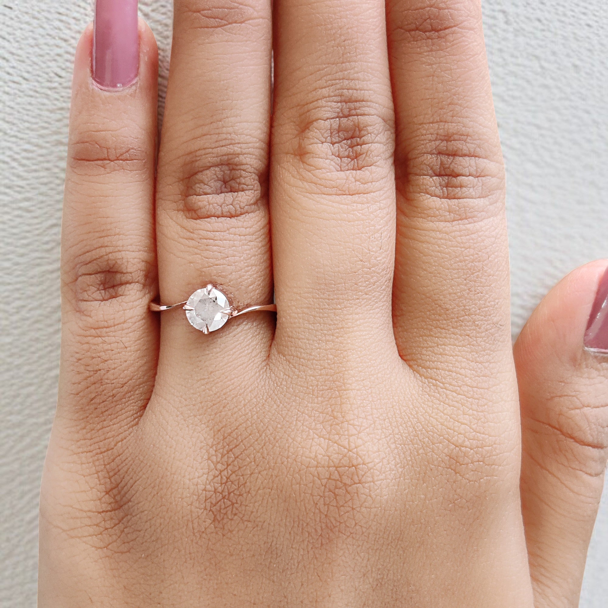 Round Cut White Color Diamond Ring 0.73 Ct 5.85 MM Round Shape Diamond Ring 14K Rose Gold Silver Round Engagement Ring Gift For Her QL347