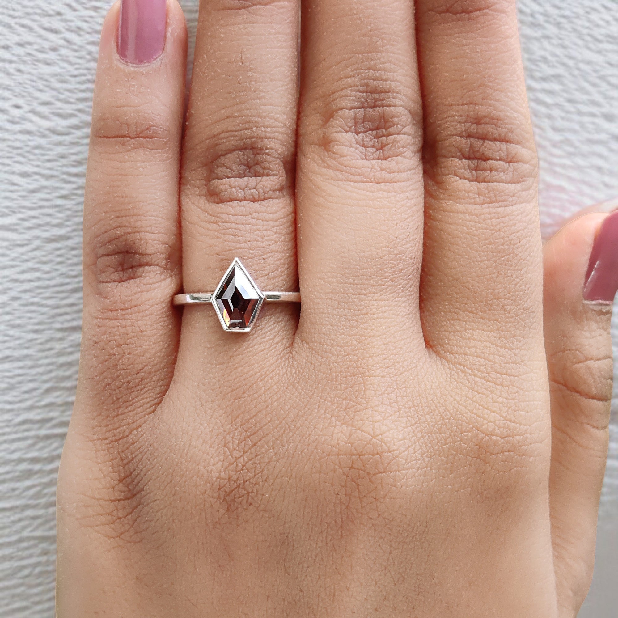 Shield Shape Brown Color Diamond Ring 1.04 Ct 8.65 MM Shield Diamond Ring 14K Solid White Gold Silver Engagement Ring Gift For Her QL1756