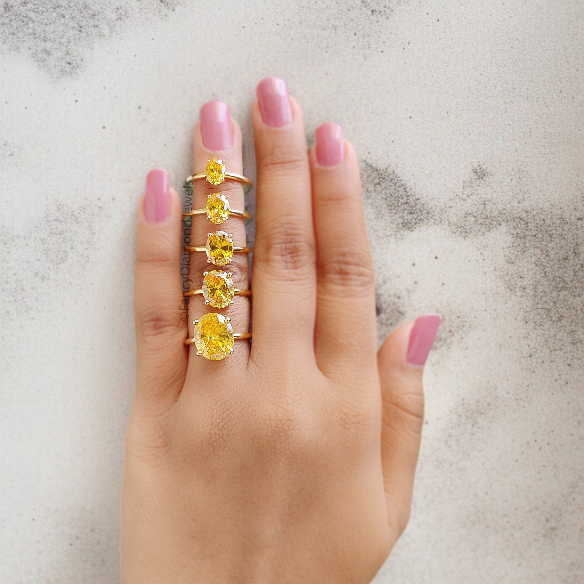 Oval Yellow Sapphire stone engagement ring 12mm 10mm 9mm 8mm 7mm ring silver simulant Ring Solitaire ring Diamond ring Gift for her FD340