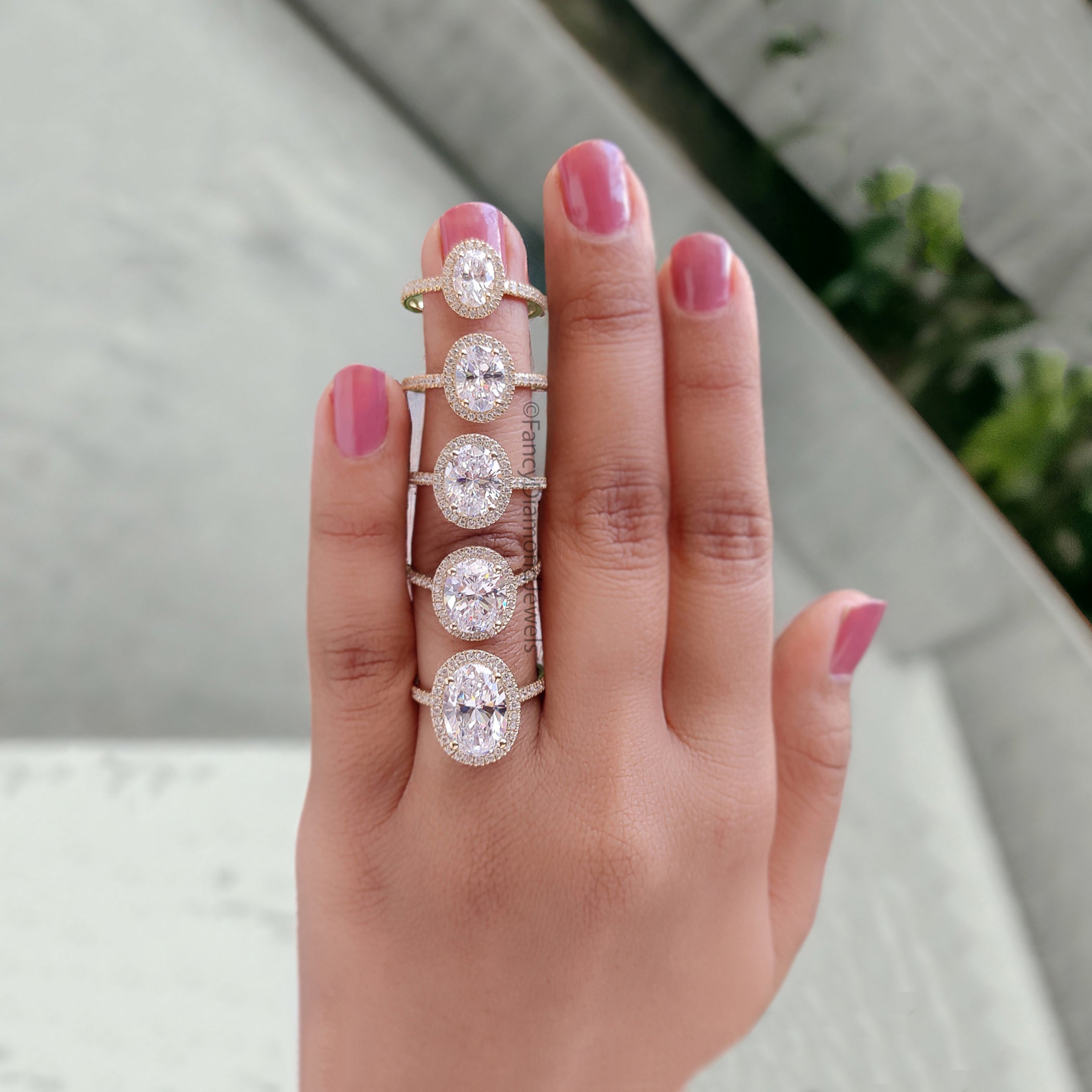 Oval Cut Diamond engagement ring 12mm 10mm 9mm 8mm 7mm stone ring Silver ring Promise ring Simulant ring Halo ring Gift for her FD317