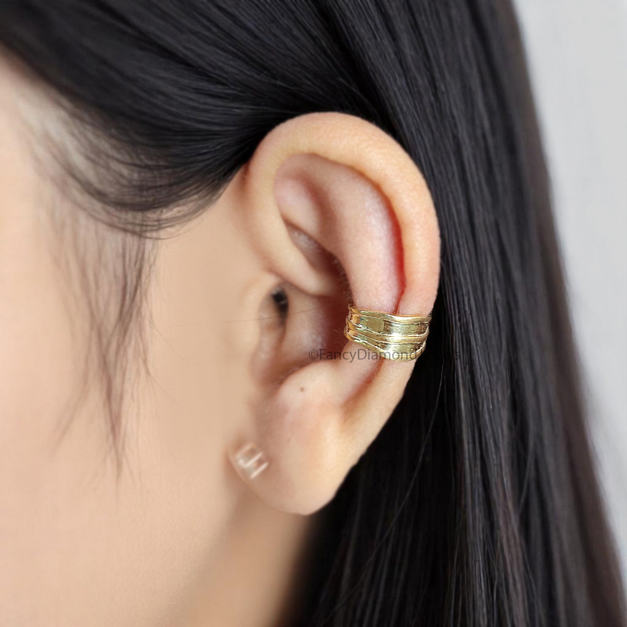 Thick Irregular Ear Cuff Earring Conch Ear Cuff Sterling Silver Ear Cuff Simple earring Yellow Gold Ear Wrap Cuff FD356