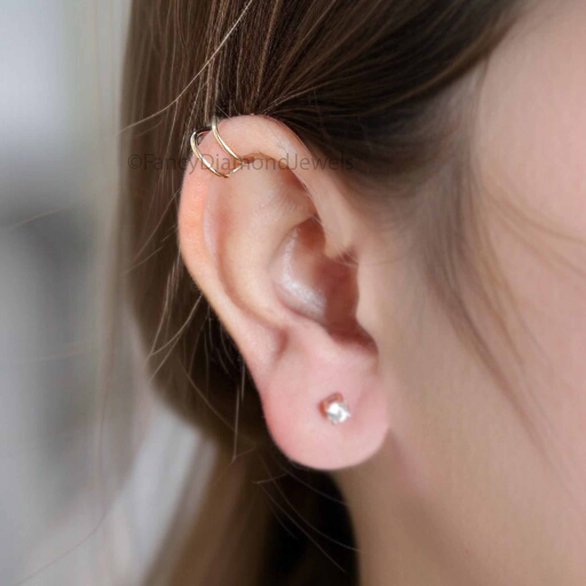 Set of 2 Ear Cuffs for Upper Ear No Piercing Needed Cuff Cartilage Earring Cuff Gold Ear Wrap Cuff FD322