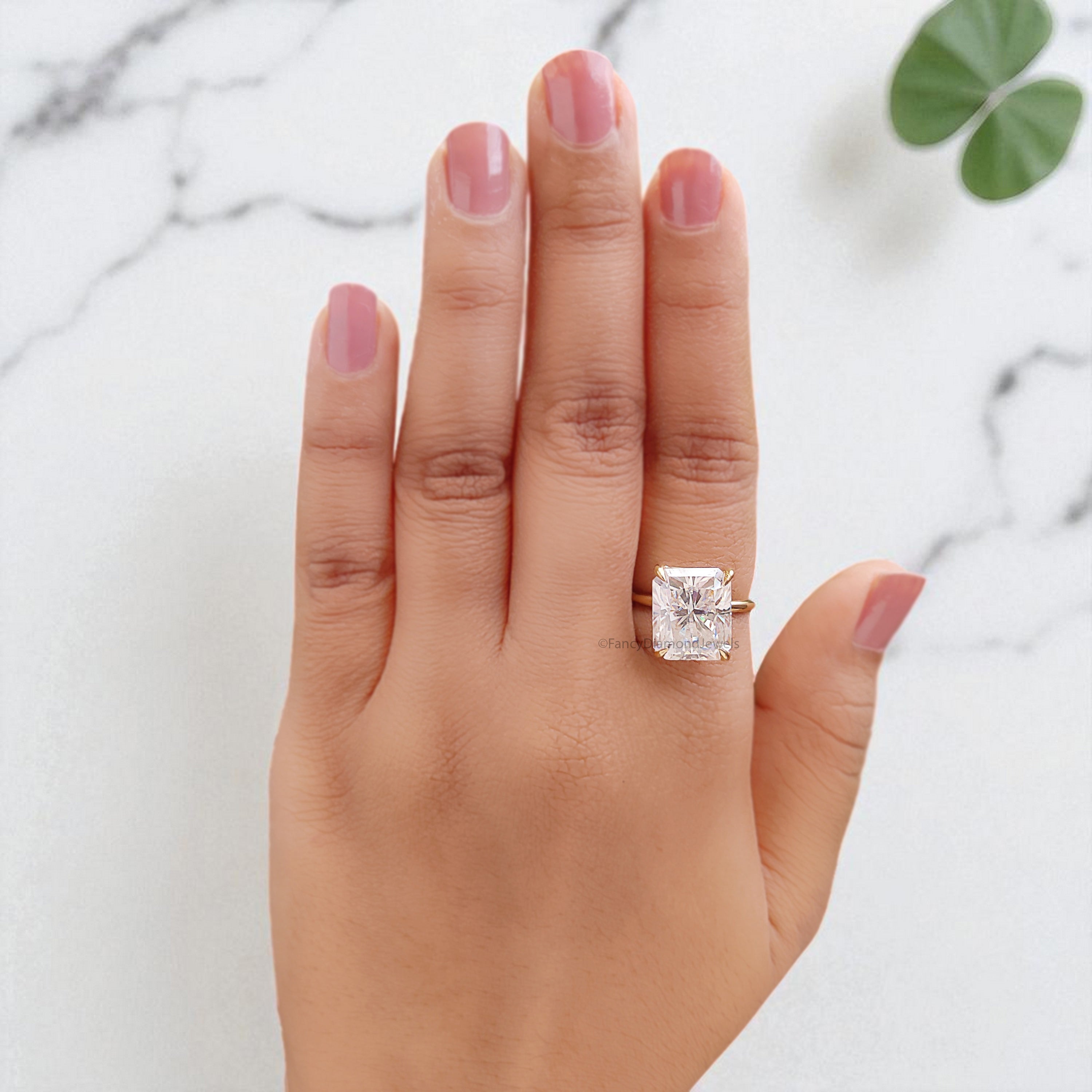6.85 CT Radiant Cut Colorless Moissanite Ring Engagement Ring Prong Set Moissanite Ring Anniversary Ring For Women Yellow Gold Ring FD398
