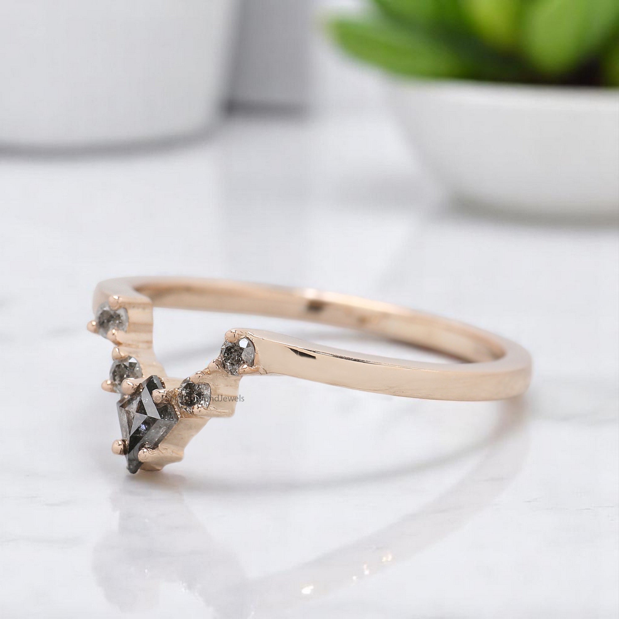 Salt And Pepper Diamond Wedding Band 0.22 TW Diamond Band Silver/10K/14K/18K Gold Half Eternity Band anniversary Ring Gift For Her KD316