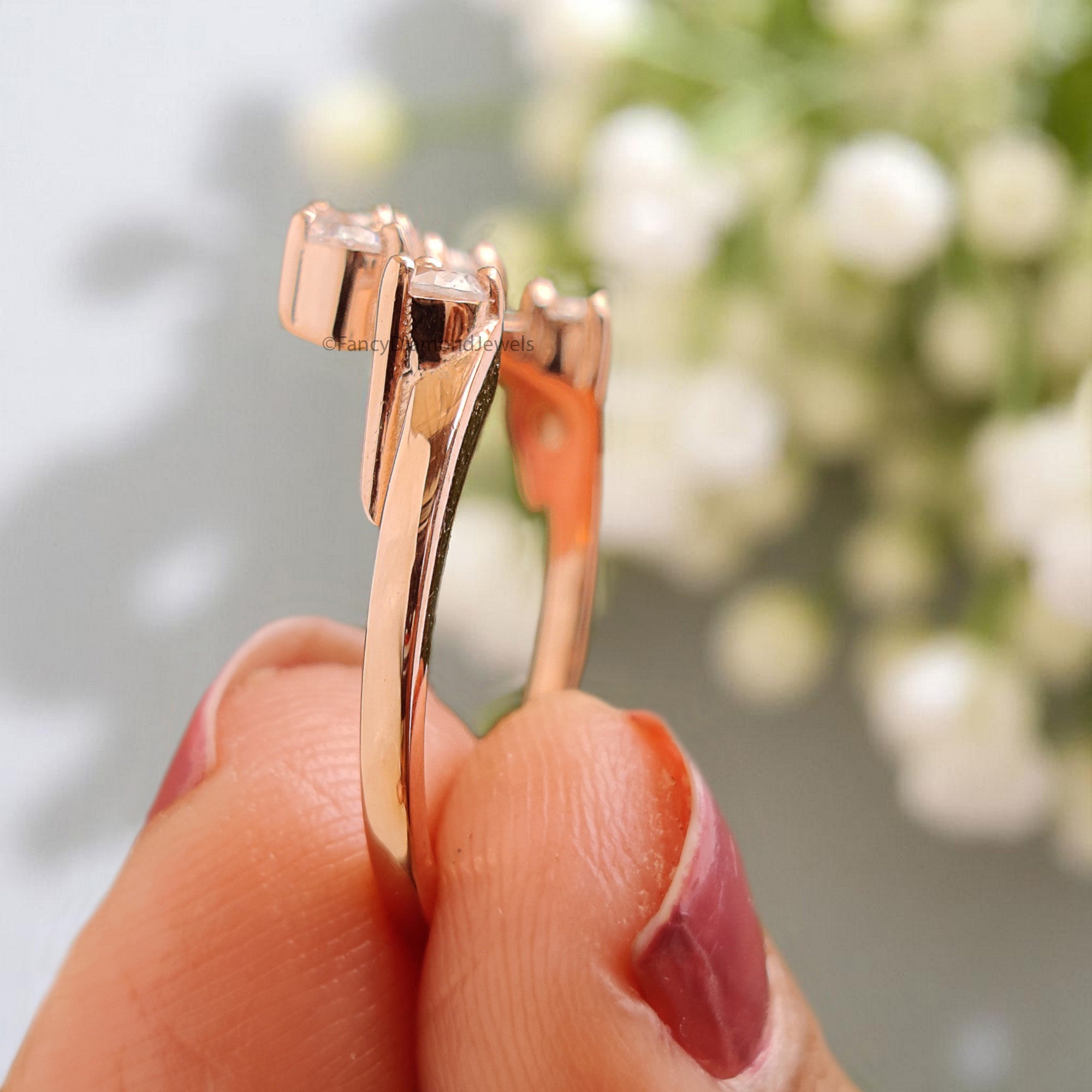 Silver/10K/14K/18K Engagement Band Art Deco Crown Wedding Band 0.38 TW Round Diamond Band Half Eternity Anniversary Rose Gold Ring FD375