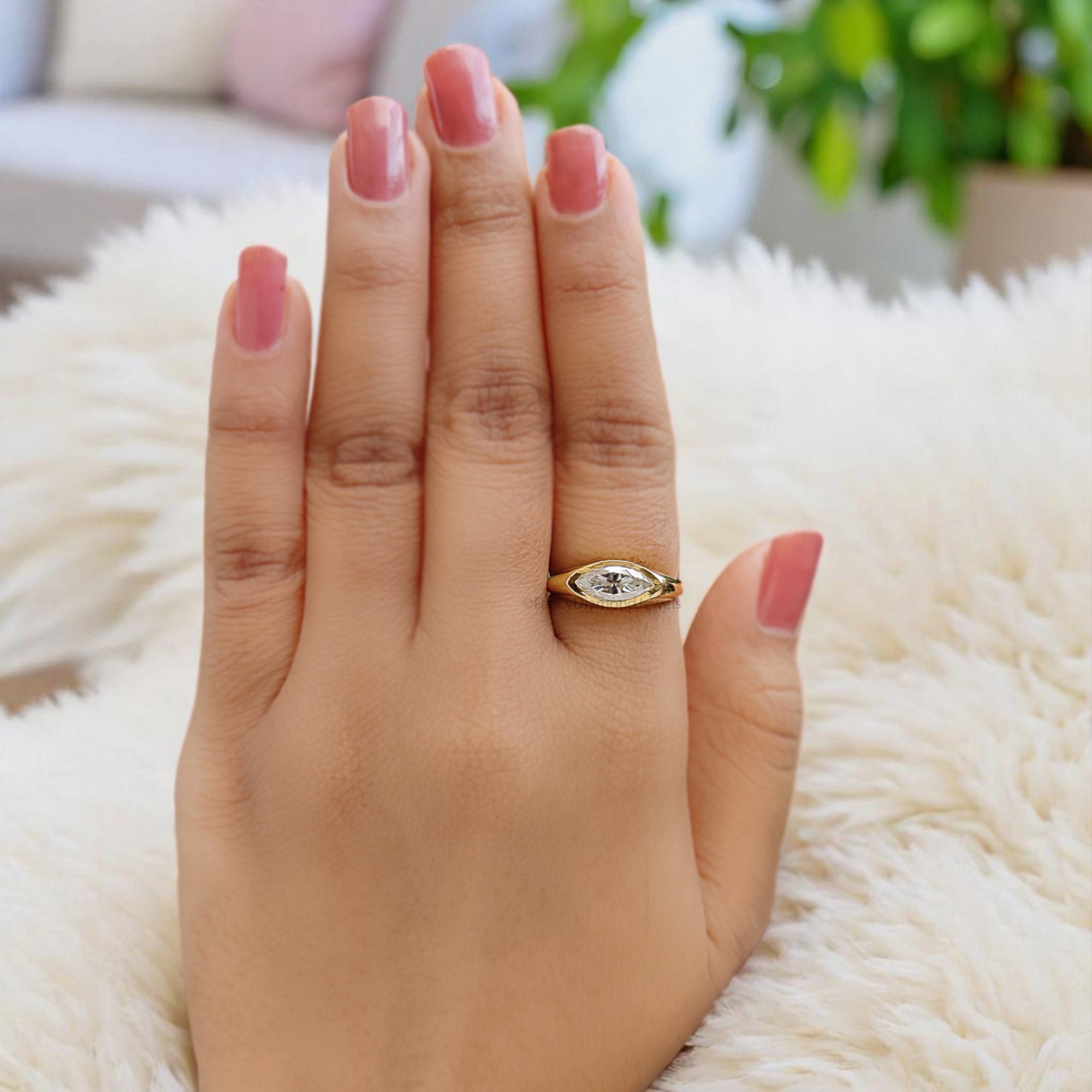 1.00 CT Marquise Cut Moissanite Engagement Ring Marquise Bezel Set Ring Solitaire Ring Wedding Ring Yellow Gold Ring Promise Ring FD361