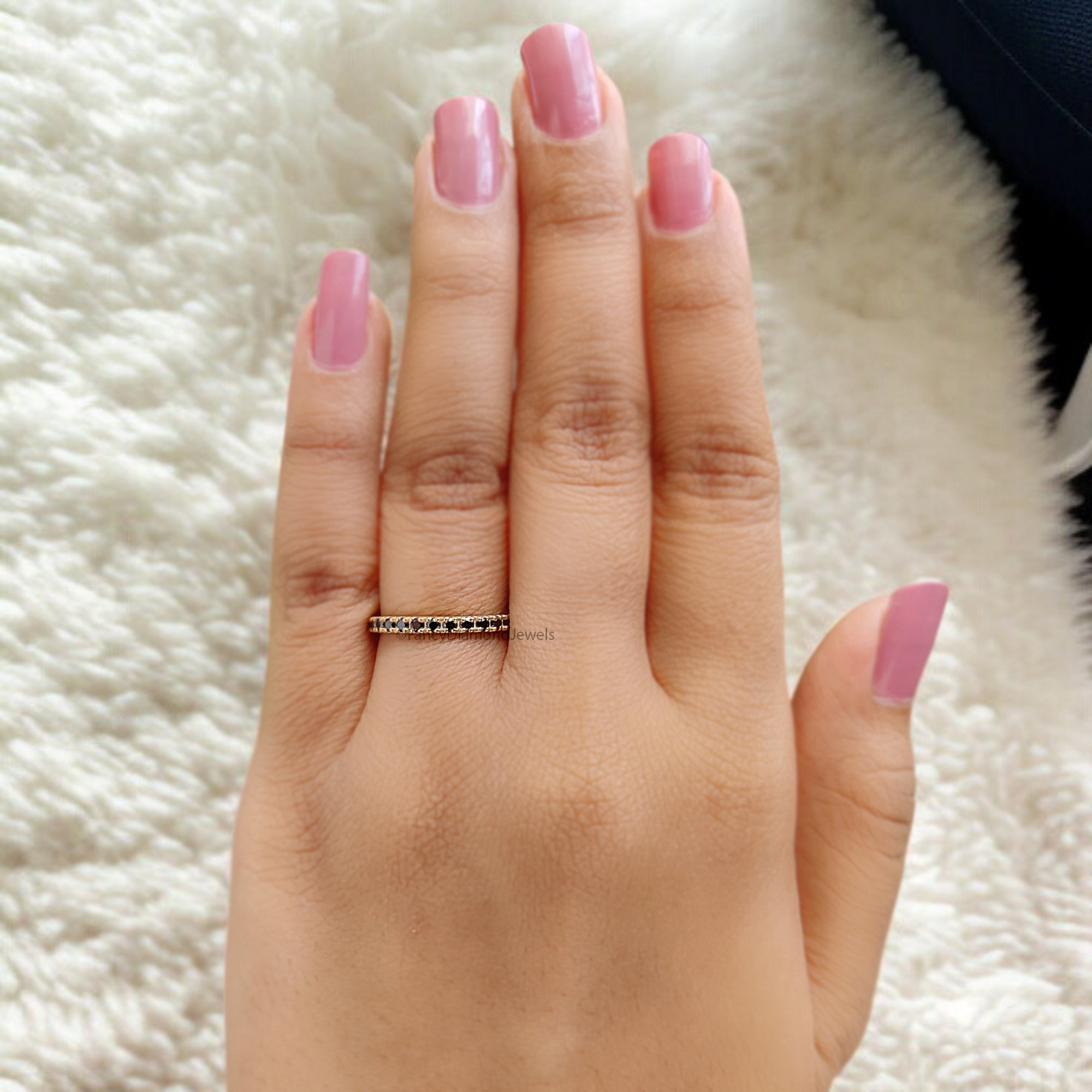 0.60 CT Round Black Color Diamond Engagement Ring Half Eternity Ring Simulant Ring Unique Wedding Ring 14K Solid Gold Anniversary Ring FD341